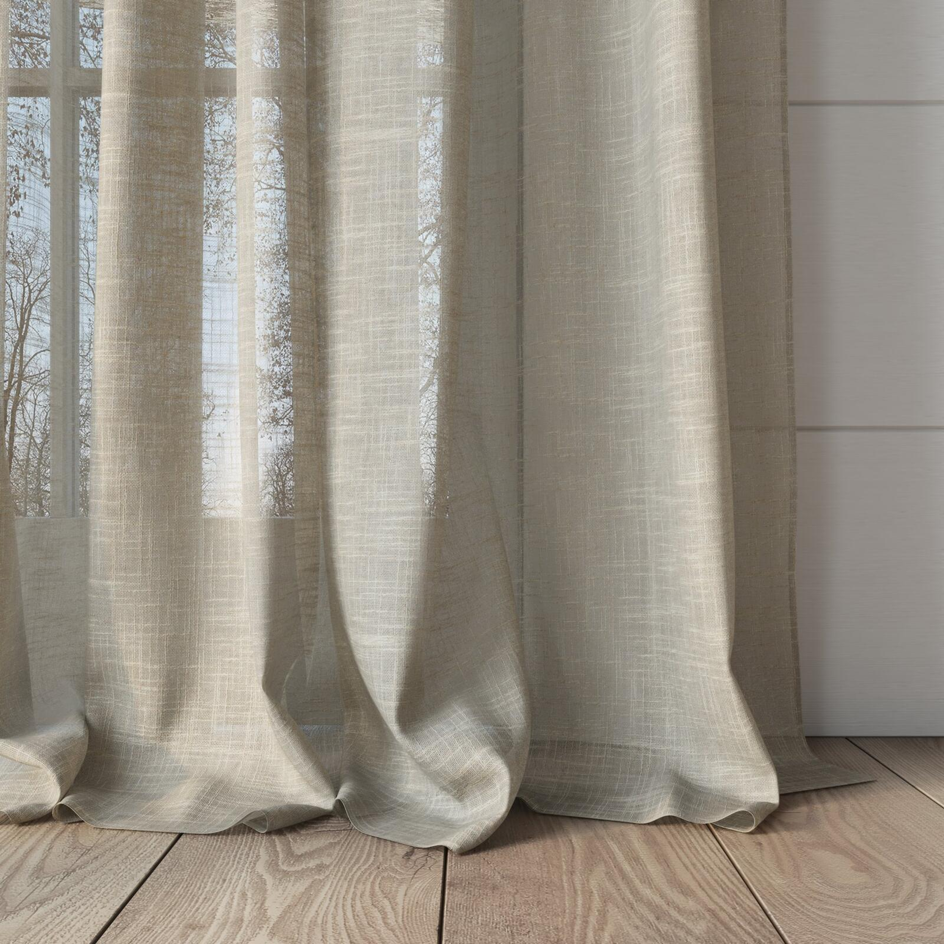 Bottom view of Savina Clay, puddled, on curtain rod
