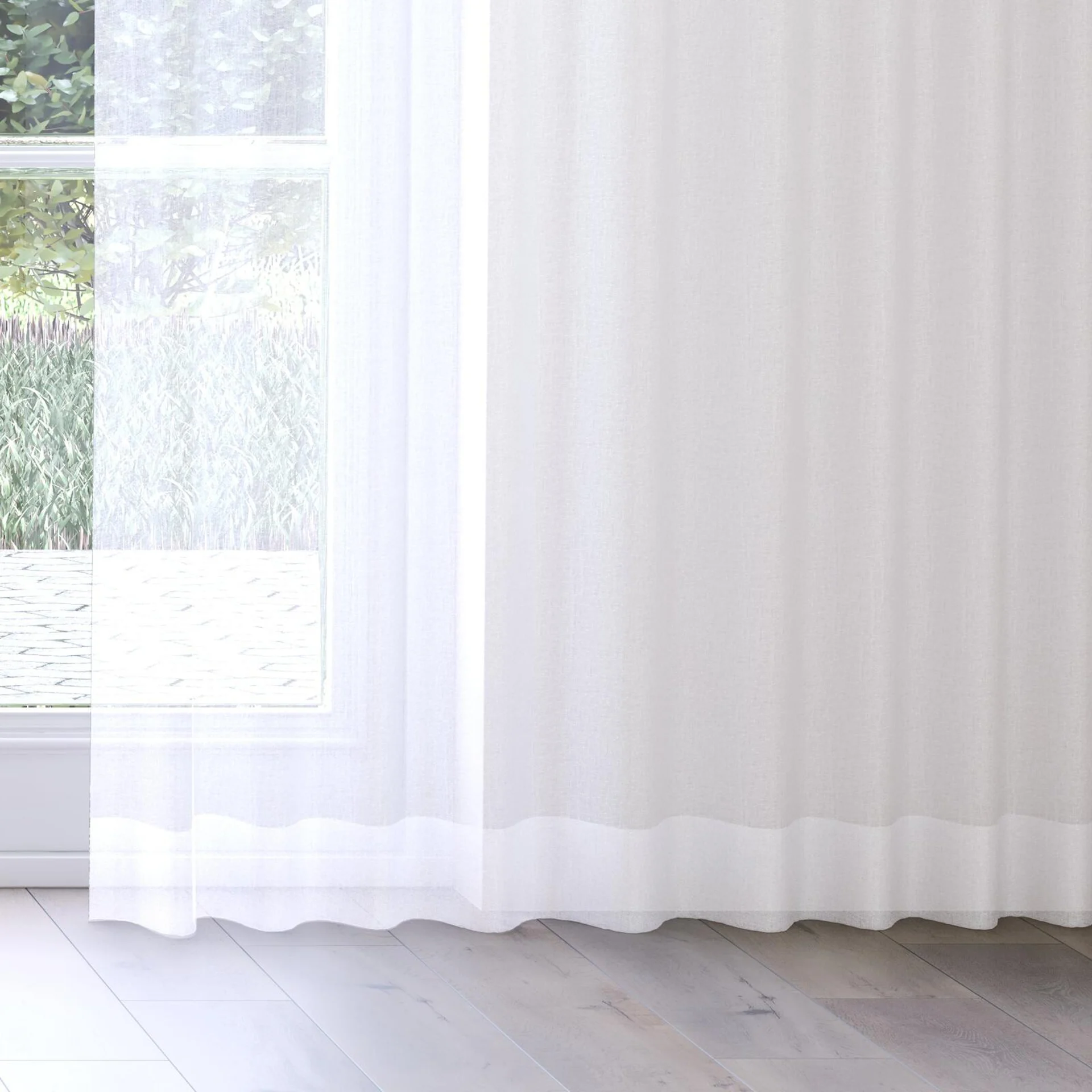 Bottom view of Reverie Snow, on curtain rail