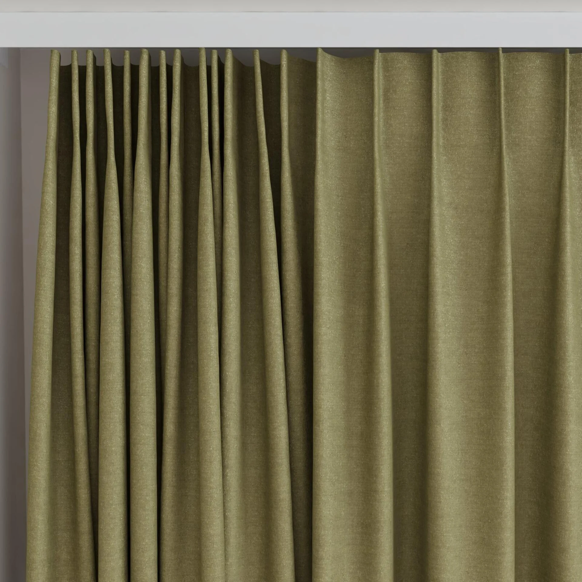 Top view of Drama Moss, on curtain rail