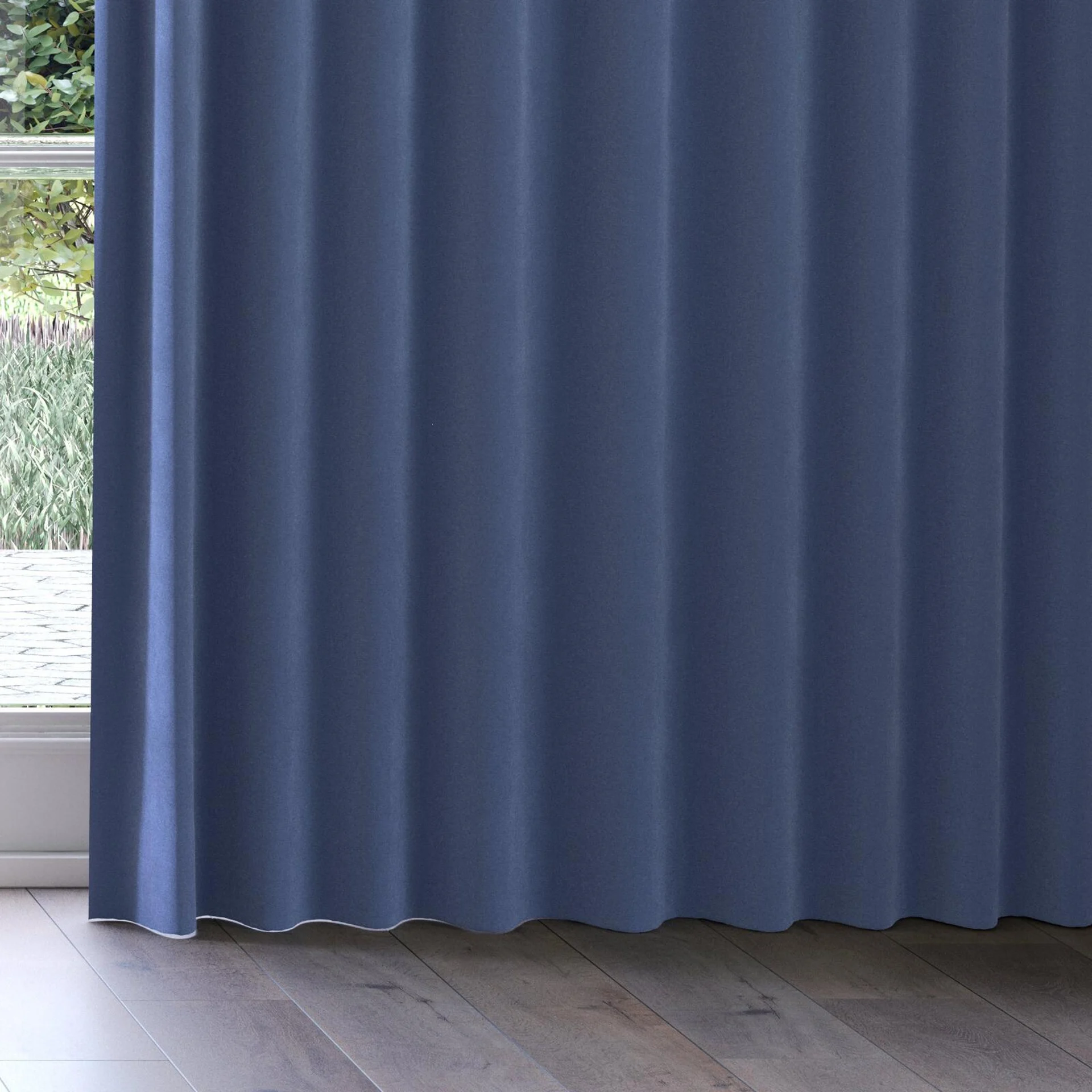 Bottom view of Moon Delft, on curtain rail