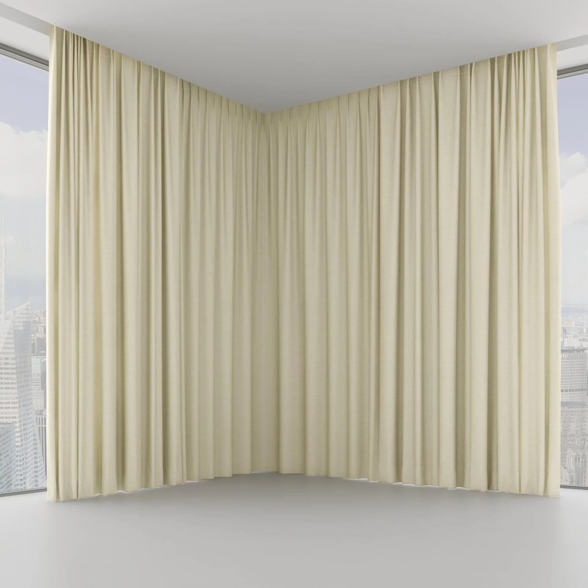 Front view of Linex Linen, on hidden rail