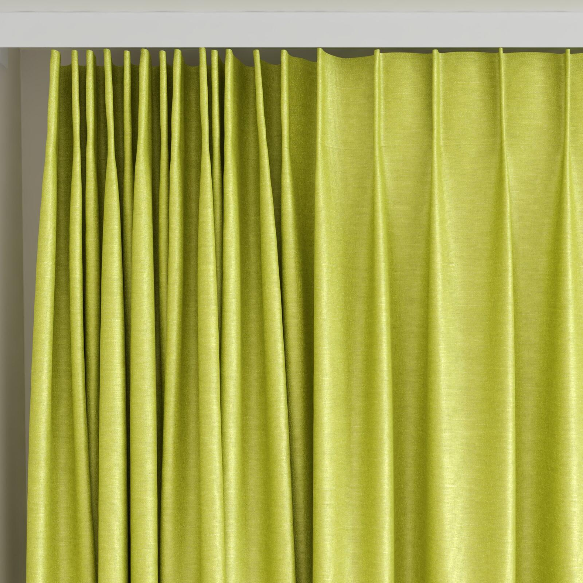 Top view of Provence Chartreuse, on curtain rail