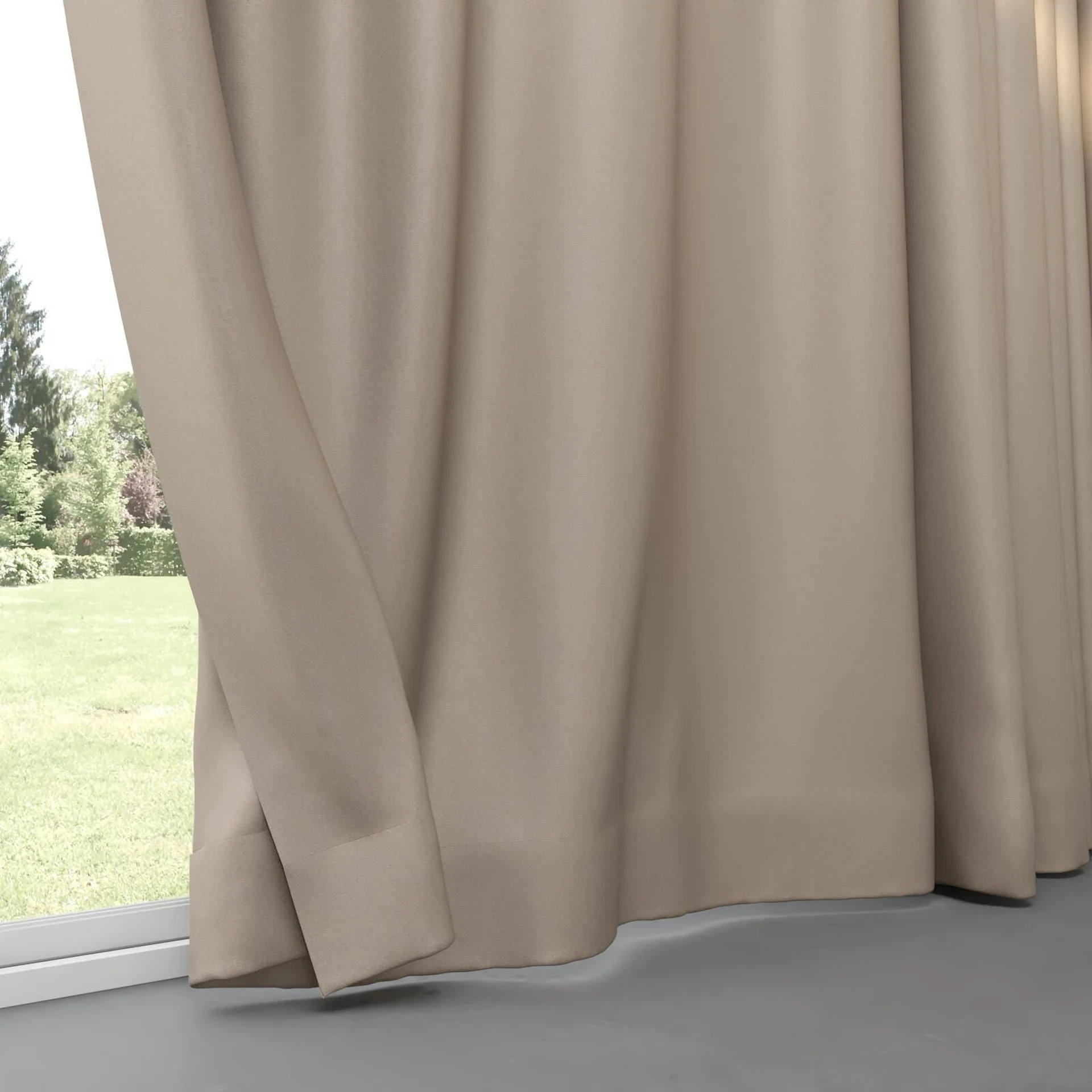 Bottom view of Heron Sepia, pinch pleat