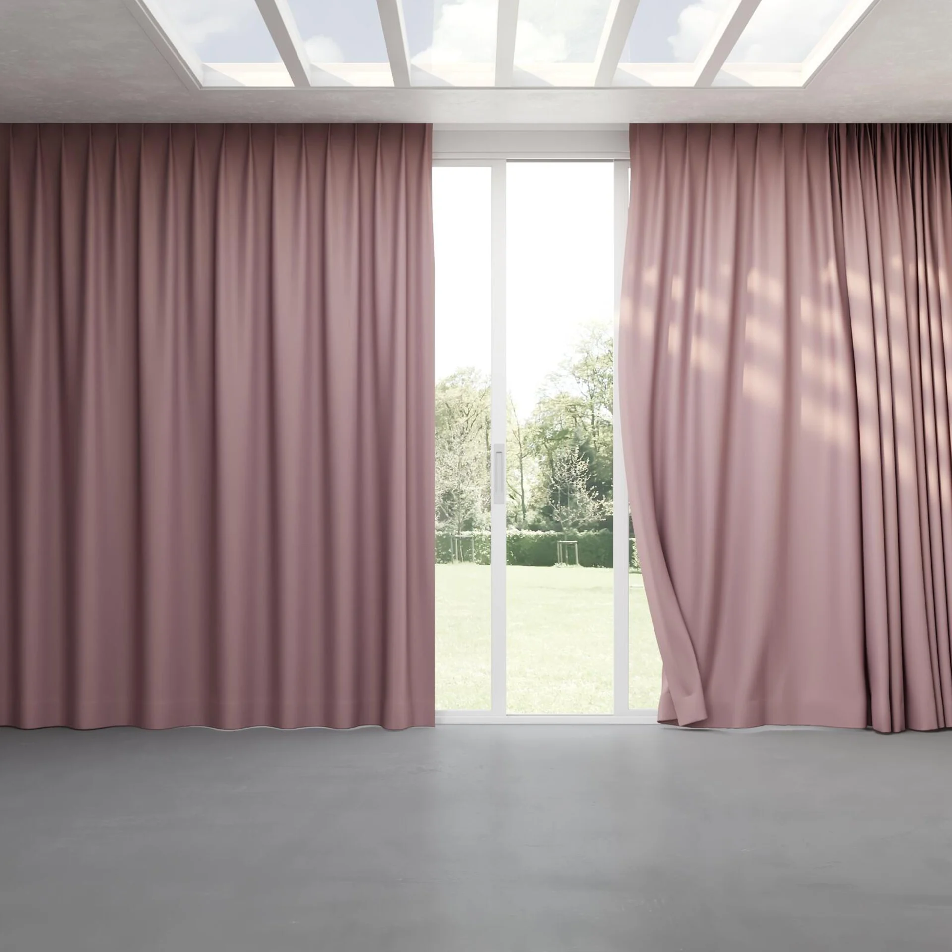 Full view of Blockbuster Quartz, pinch pleat