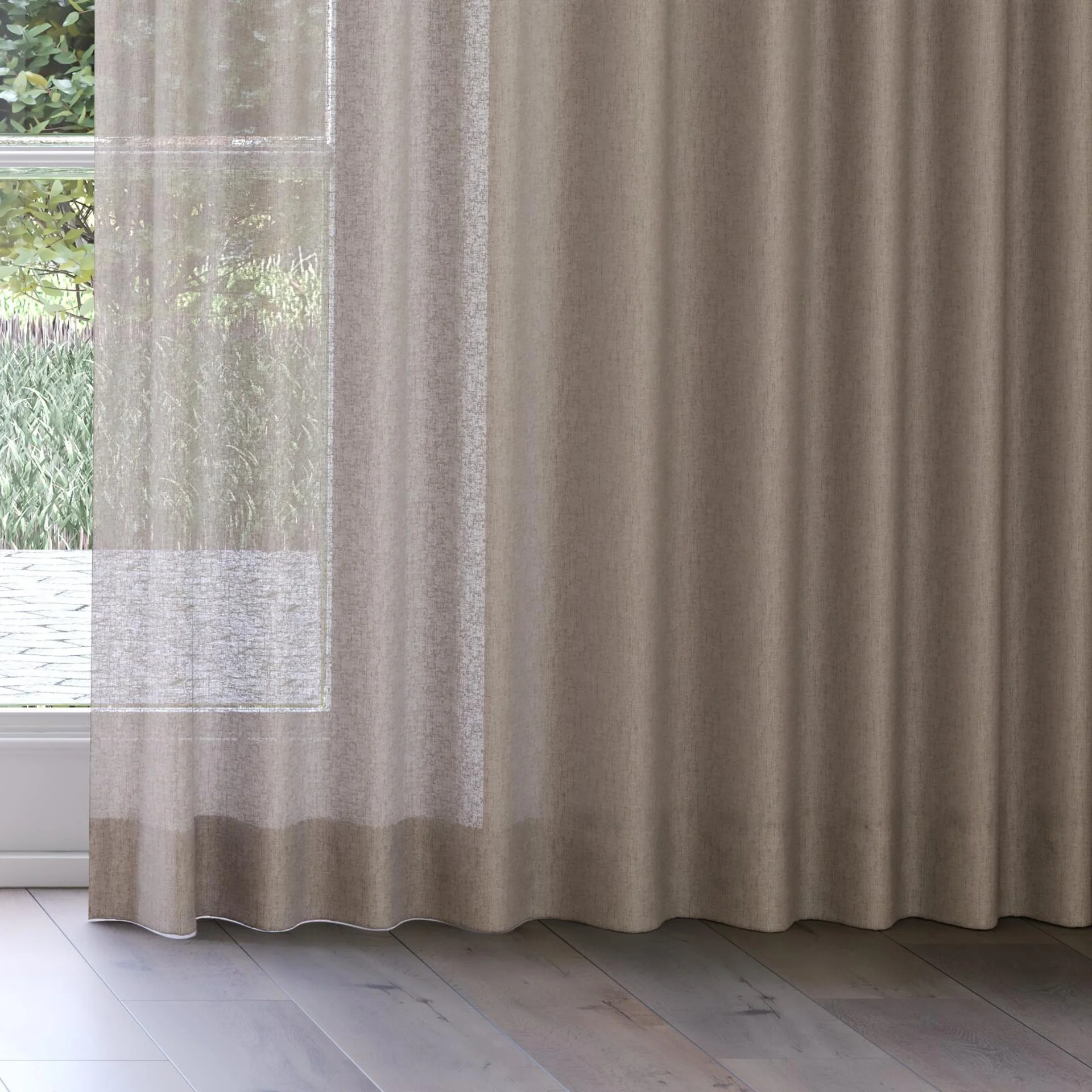 Bottom view of Shoji Silt, on curtain rail