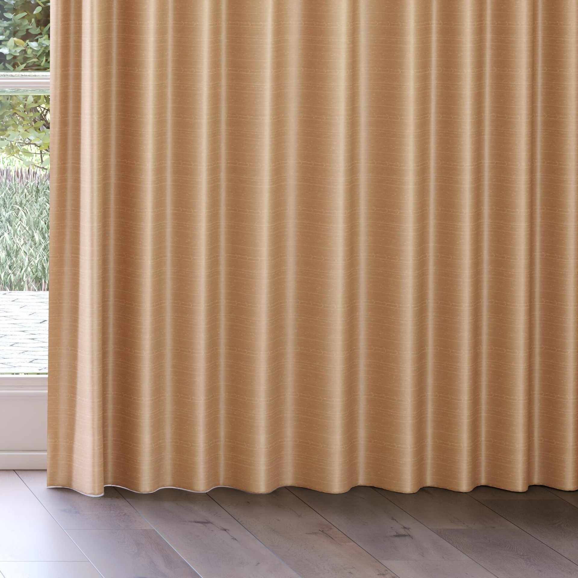 Bottom view of Silky Peach, on curtain rail