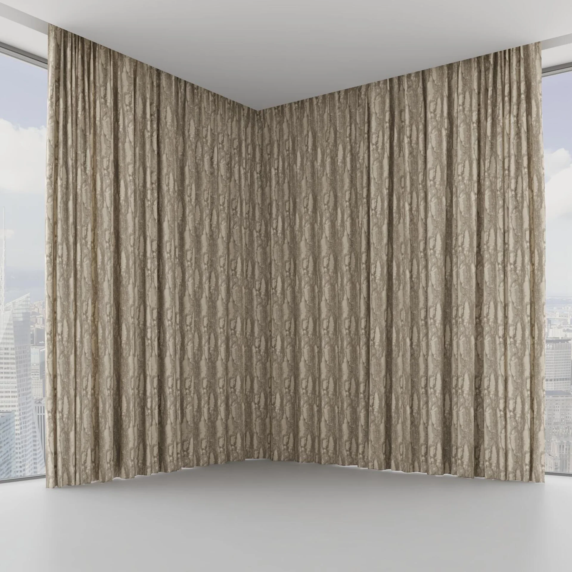 Front view of Anthology Taupe, on hidden rail