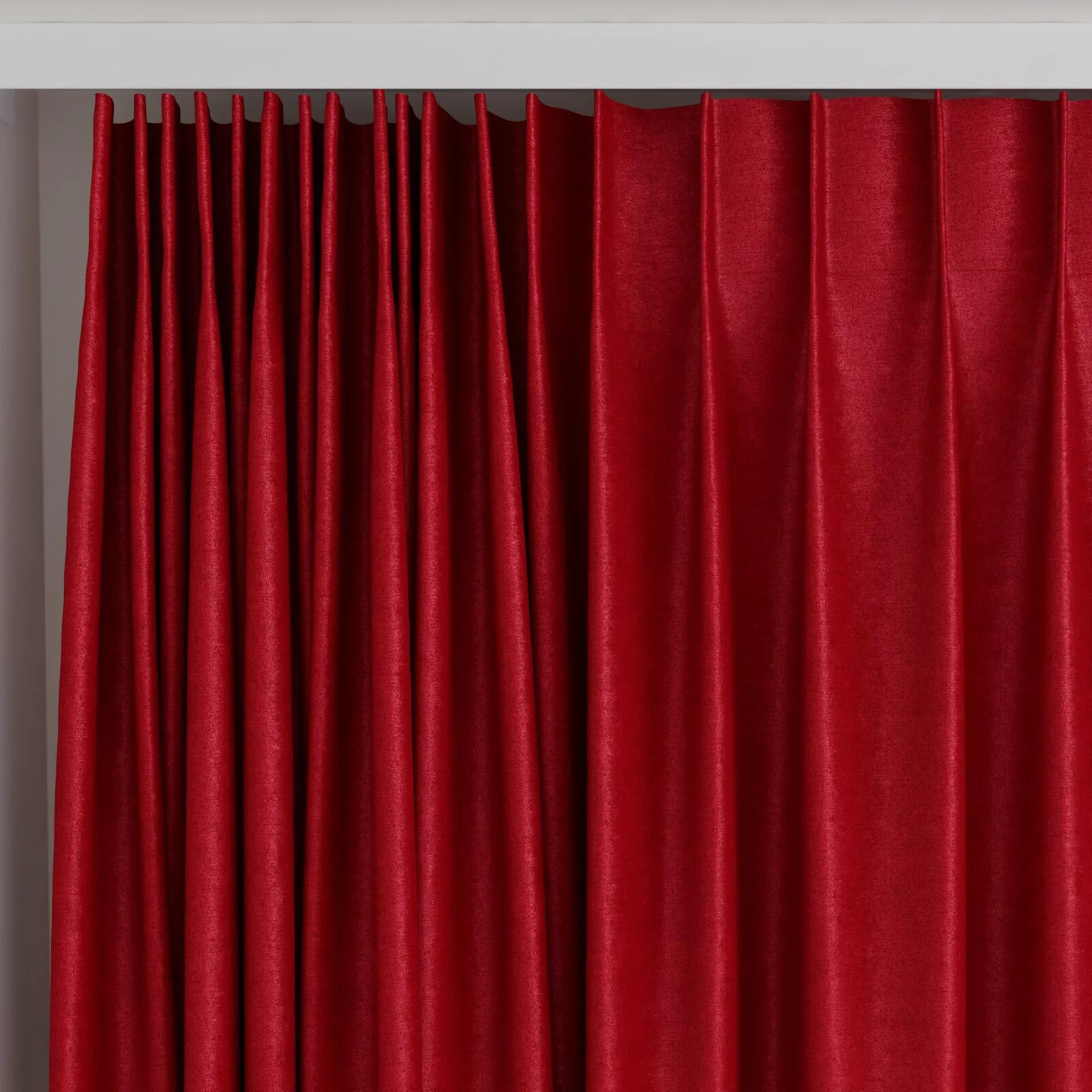 Top view of Drama Cherry, on curtain rail