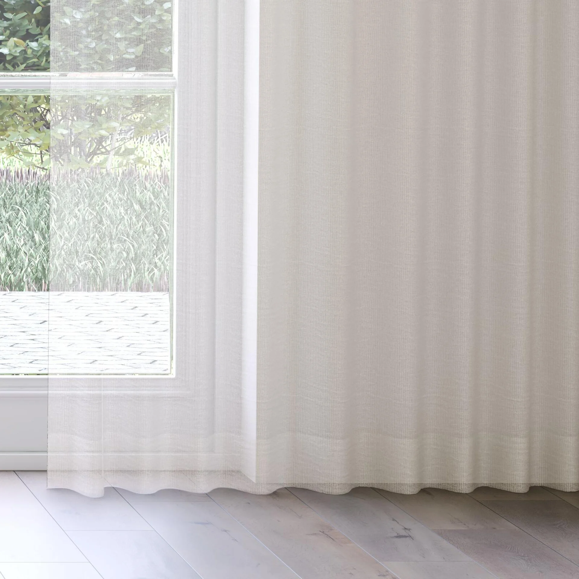 Bottom view of Impressive Crushed Linen, on curtain rail