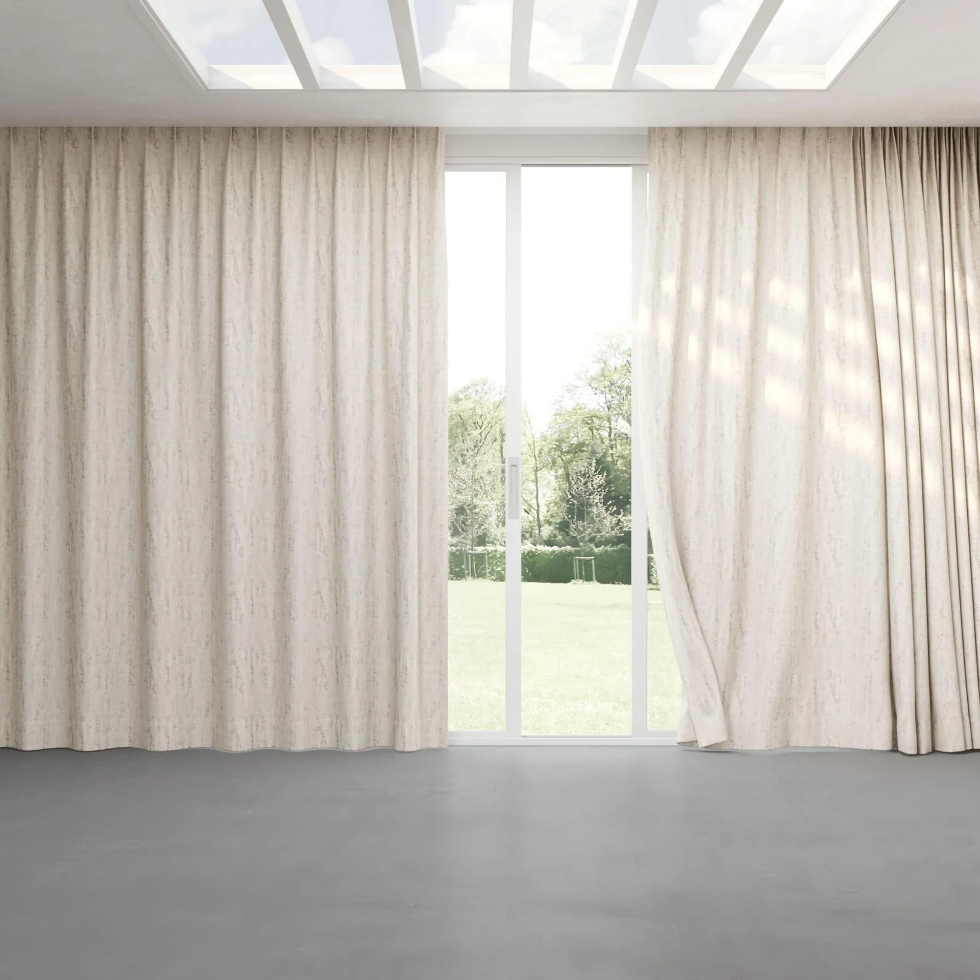 Full view of Distinguished Oyster, pinch pleat