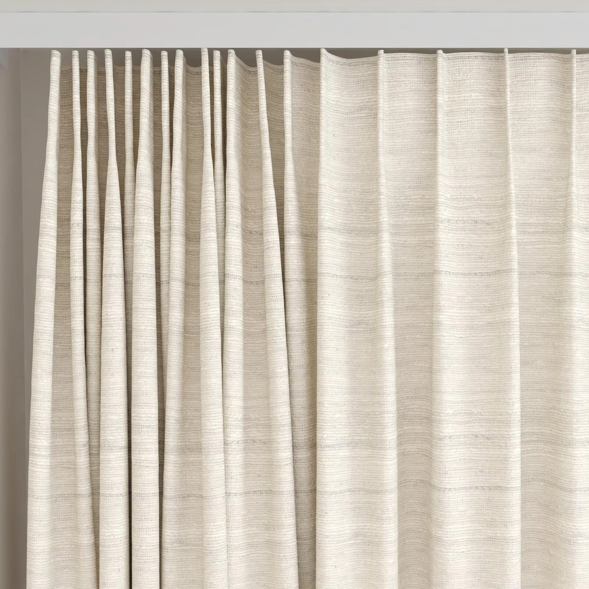Top view of Tennessee Tussah Alabaster, on curtain rail