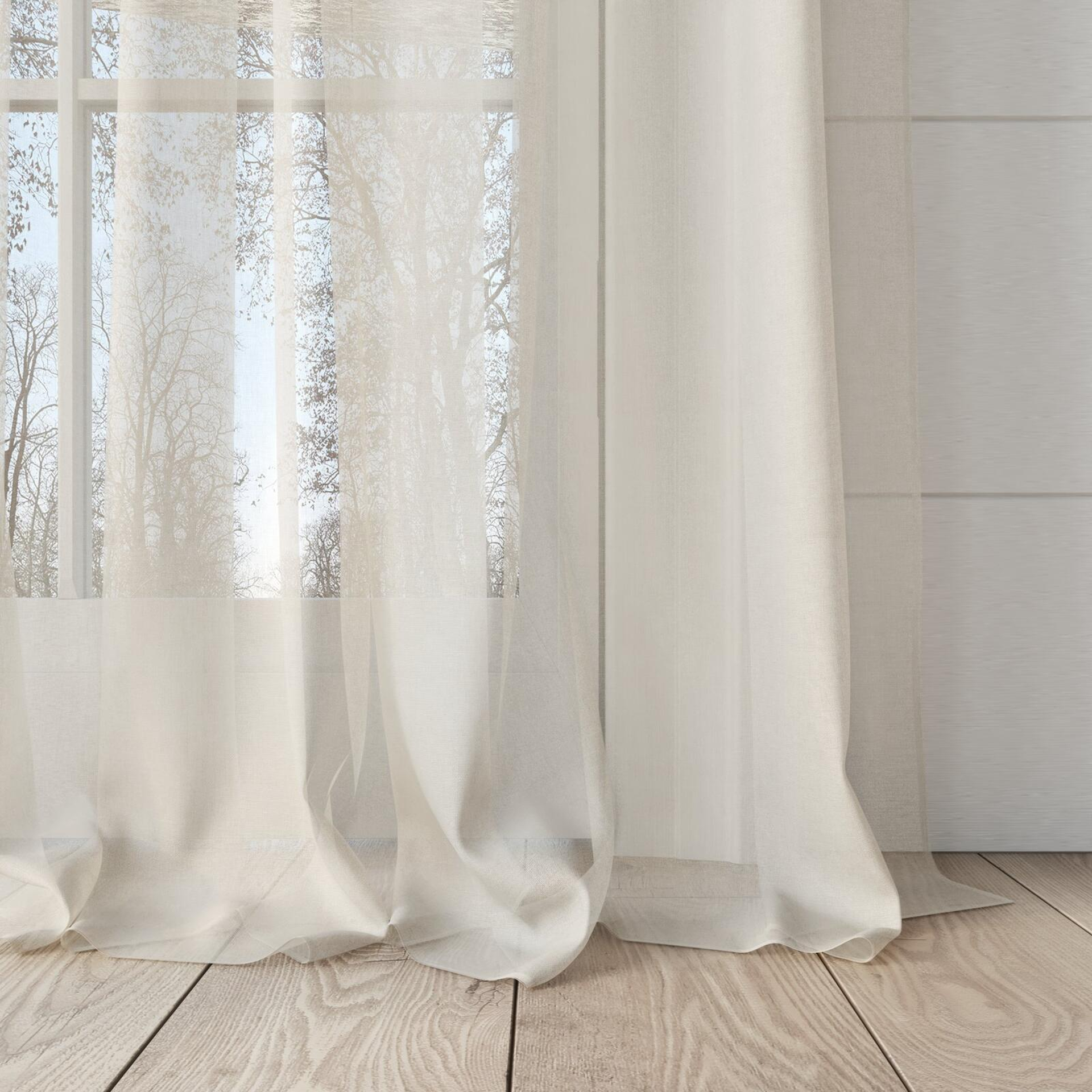 Bottom view of Sardinia Dune, puddled, on curtain rod