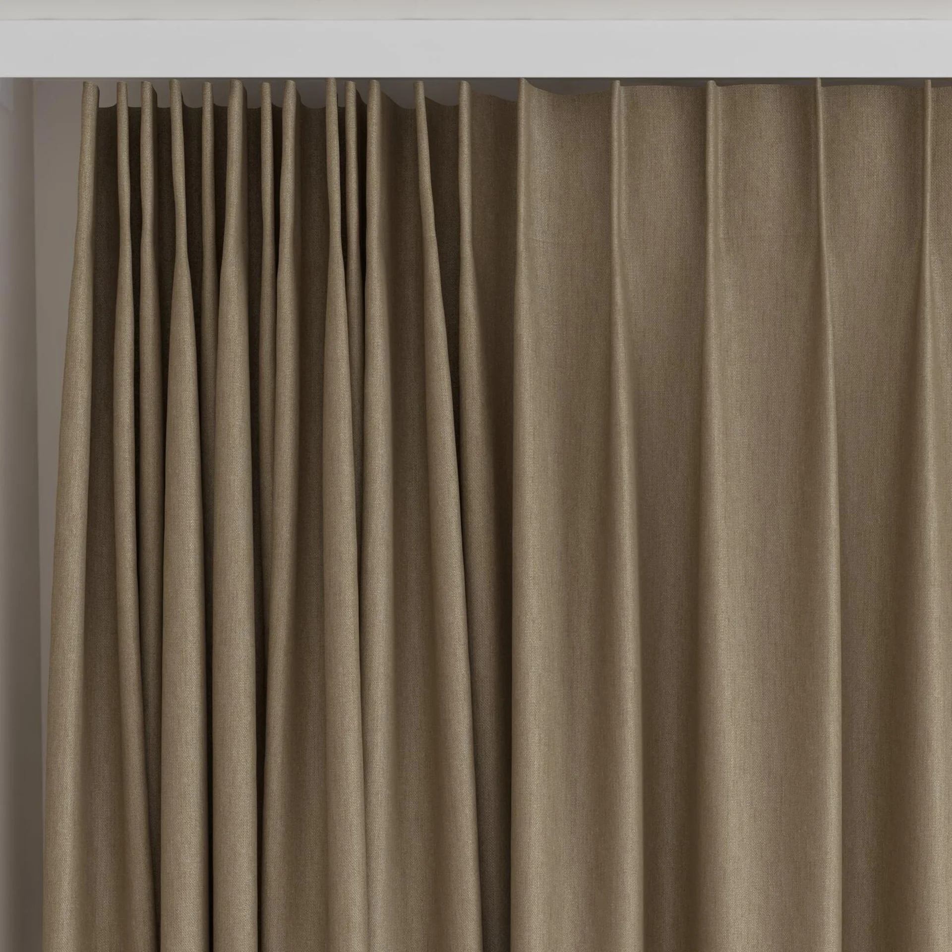 Top view of Infinite Raffia, on curtain rail