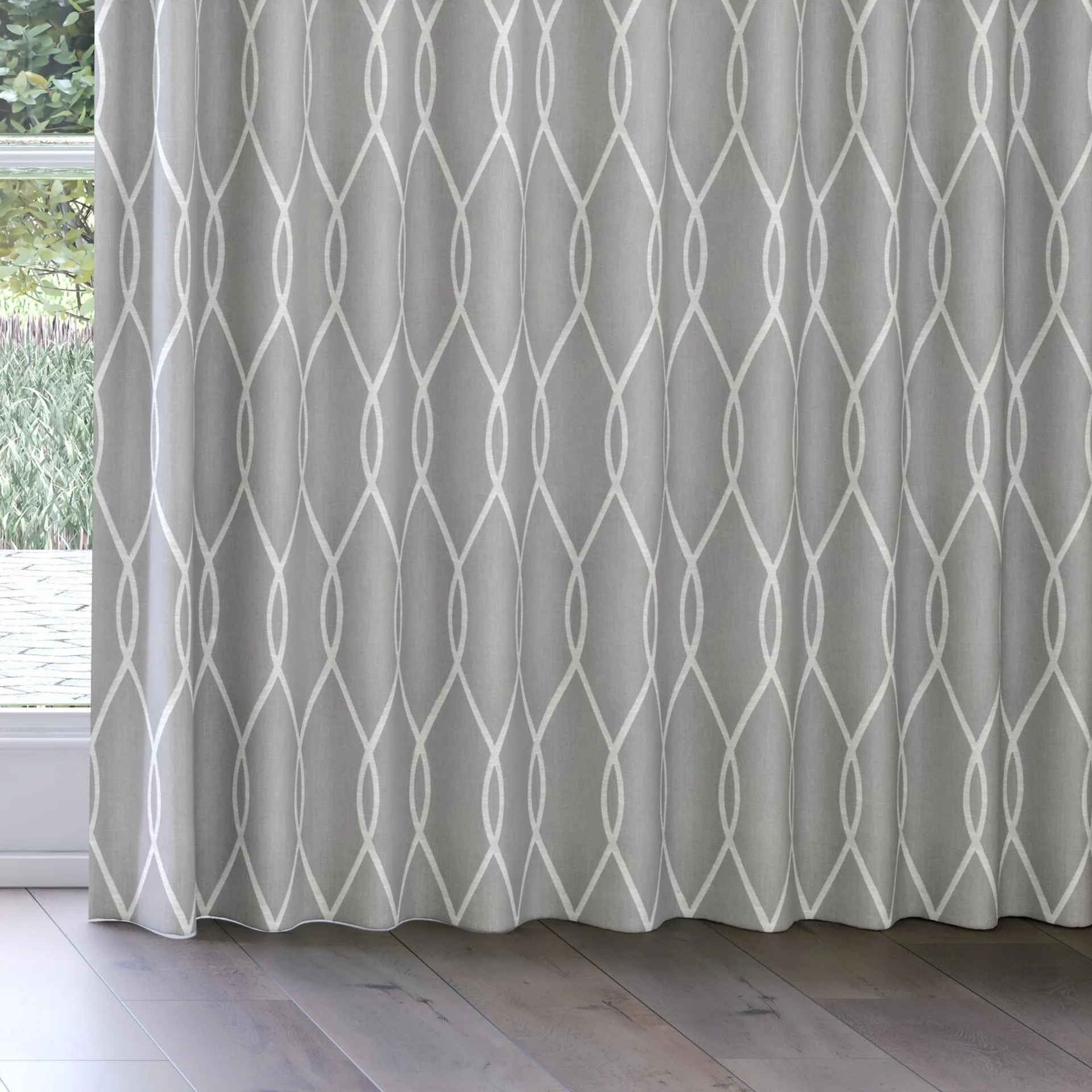 Bottom view of Latimer Dove, on curtain rail