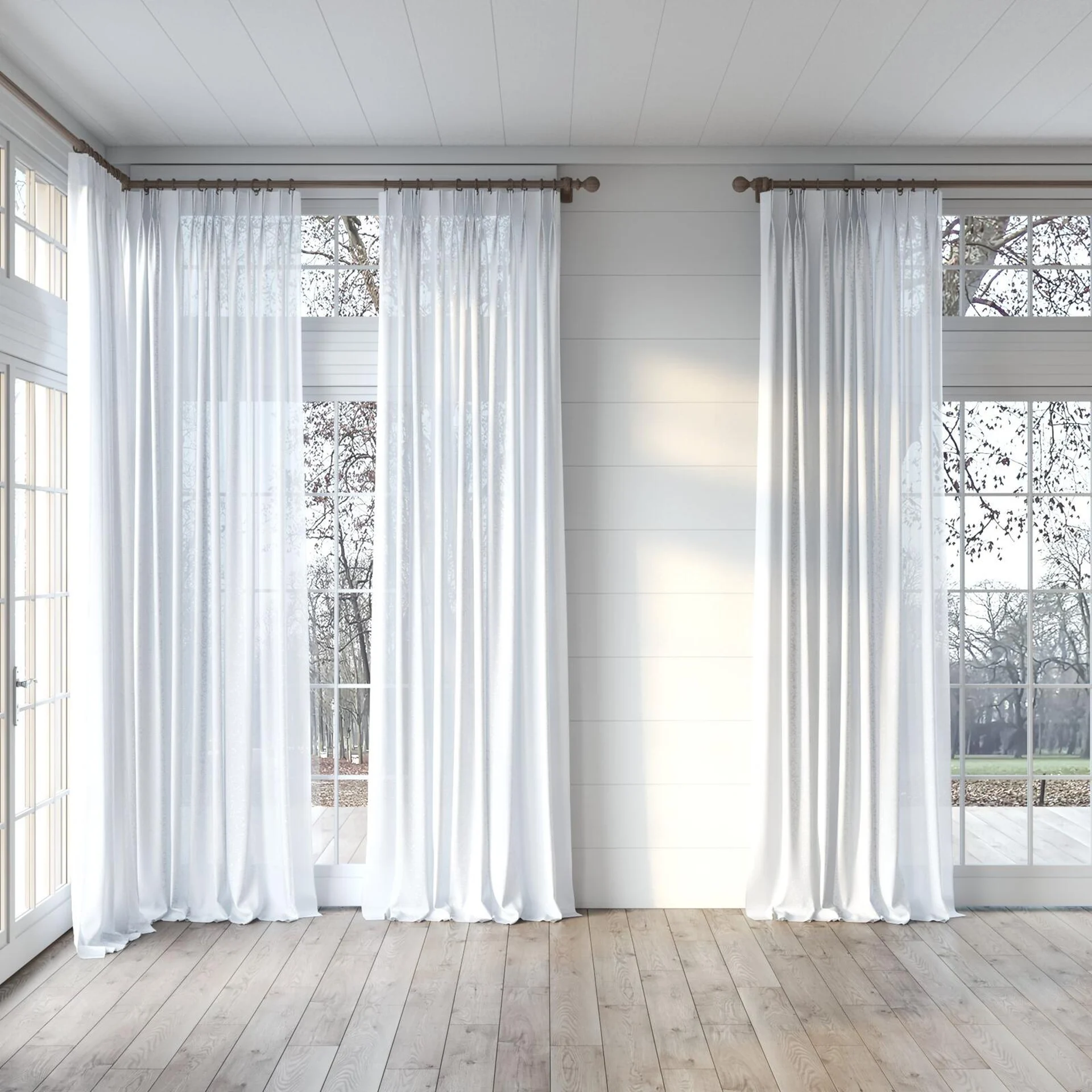 Full view of Rava Snow, puddled, on curtain rod