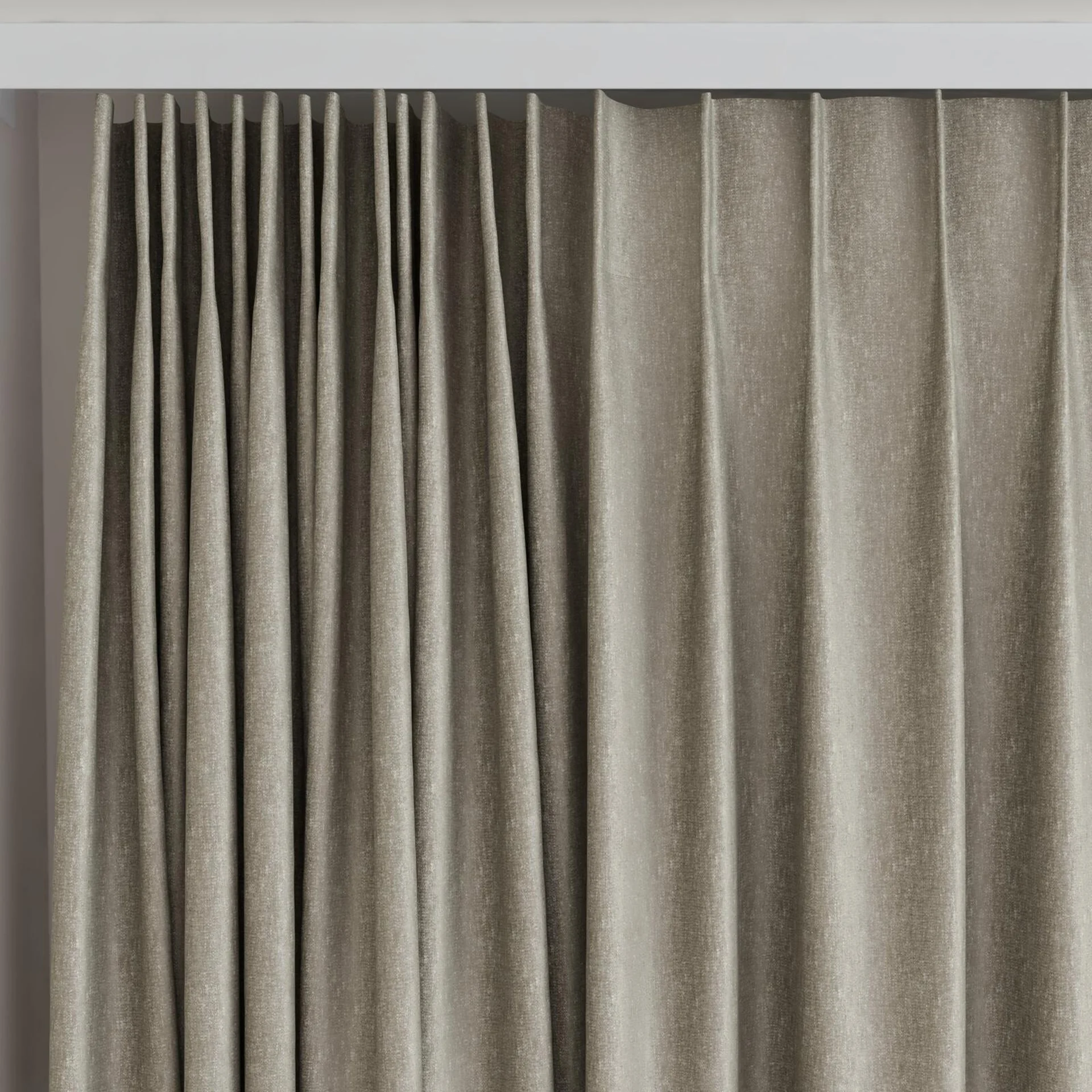 Top view of Rewind Chinchilla, on curtain rail