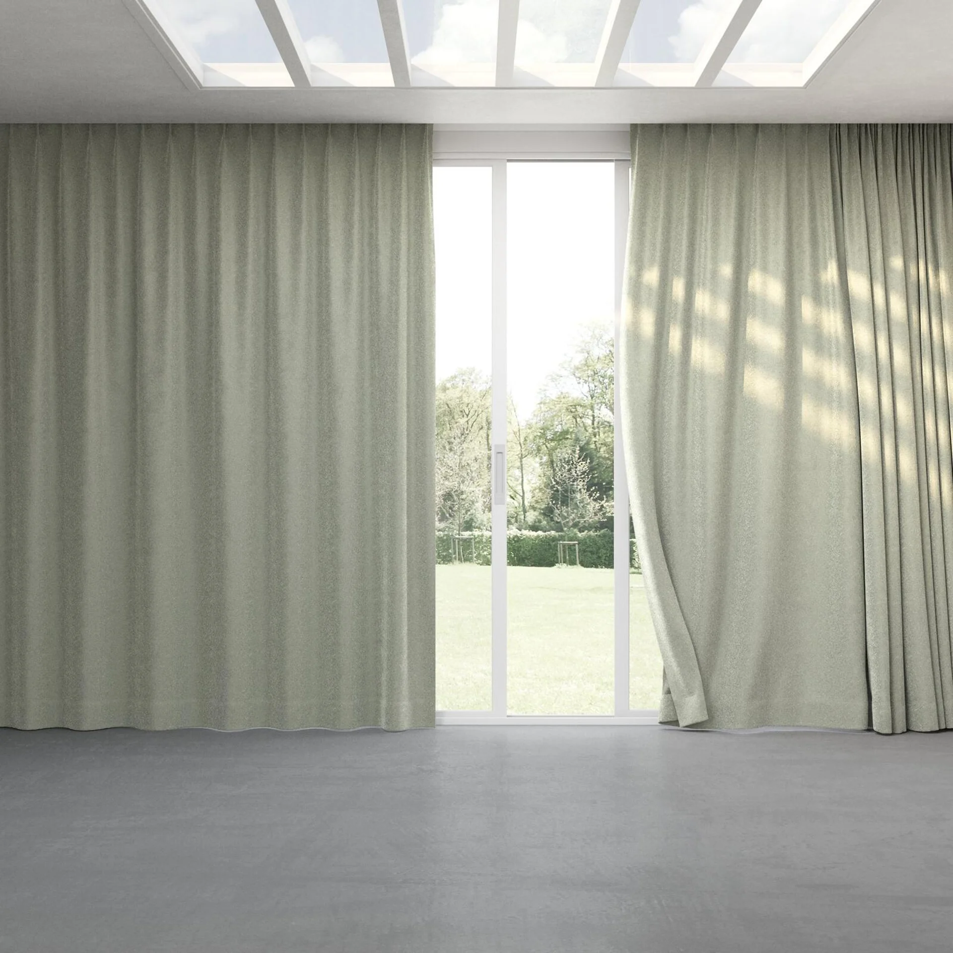 Full view of Brigadier Thyme, pinch pleat