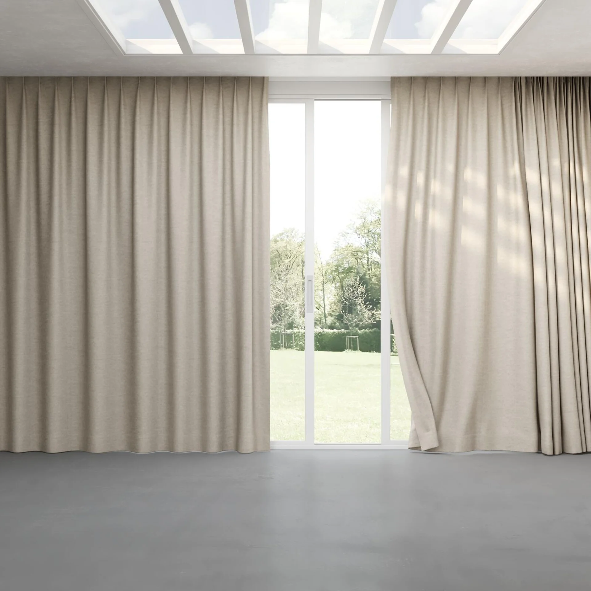 Full view of Colourwash Sand, pinch pleat