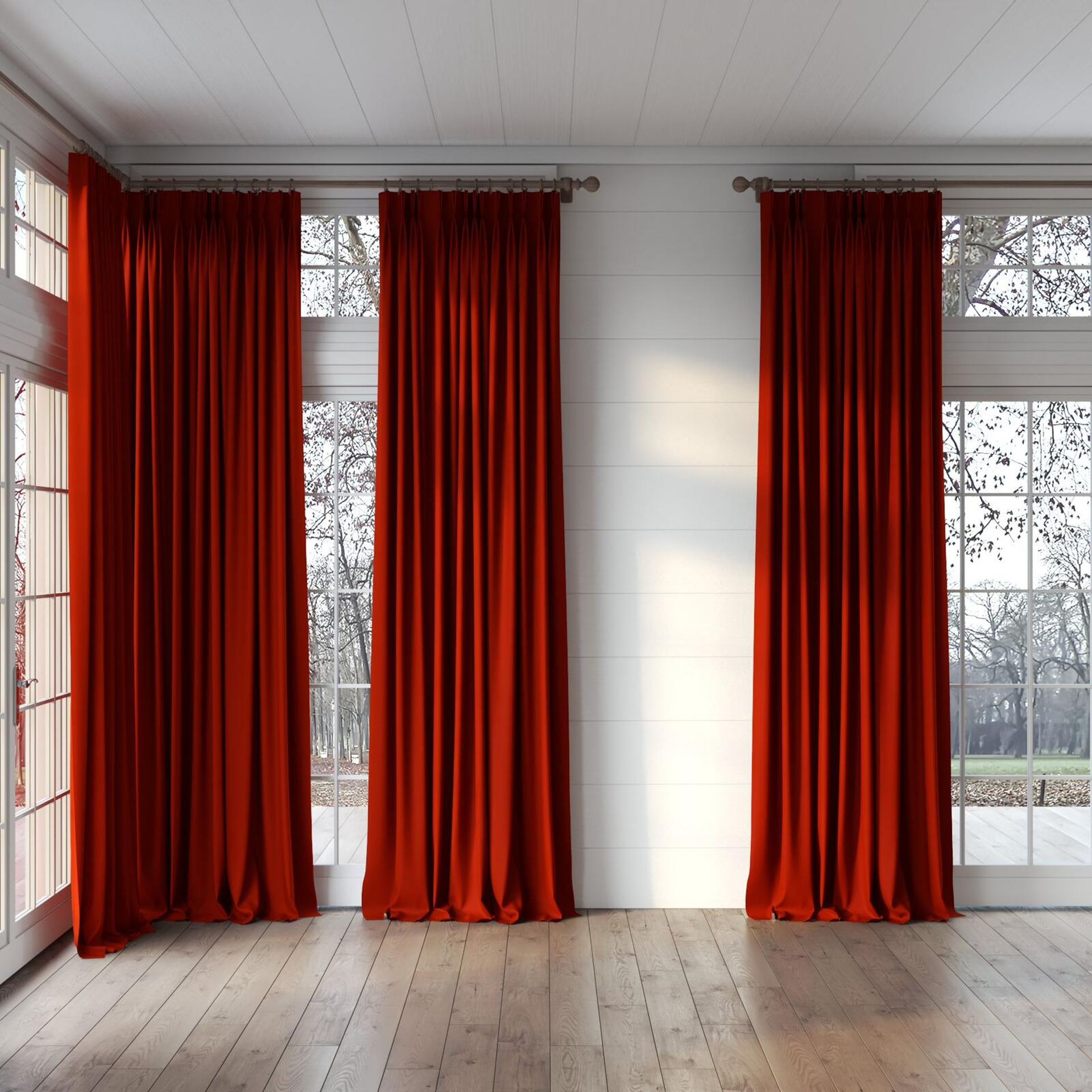 Full view of Vela Sierra, puddled, on curtain rod