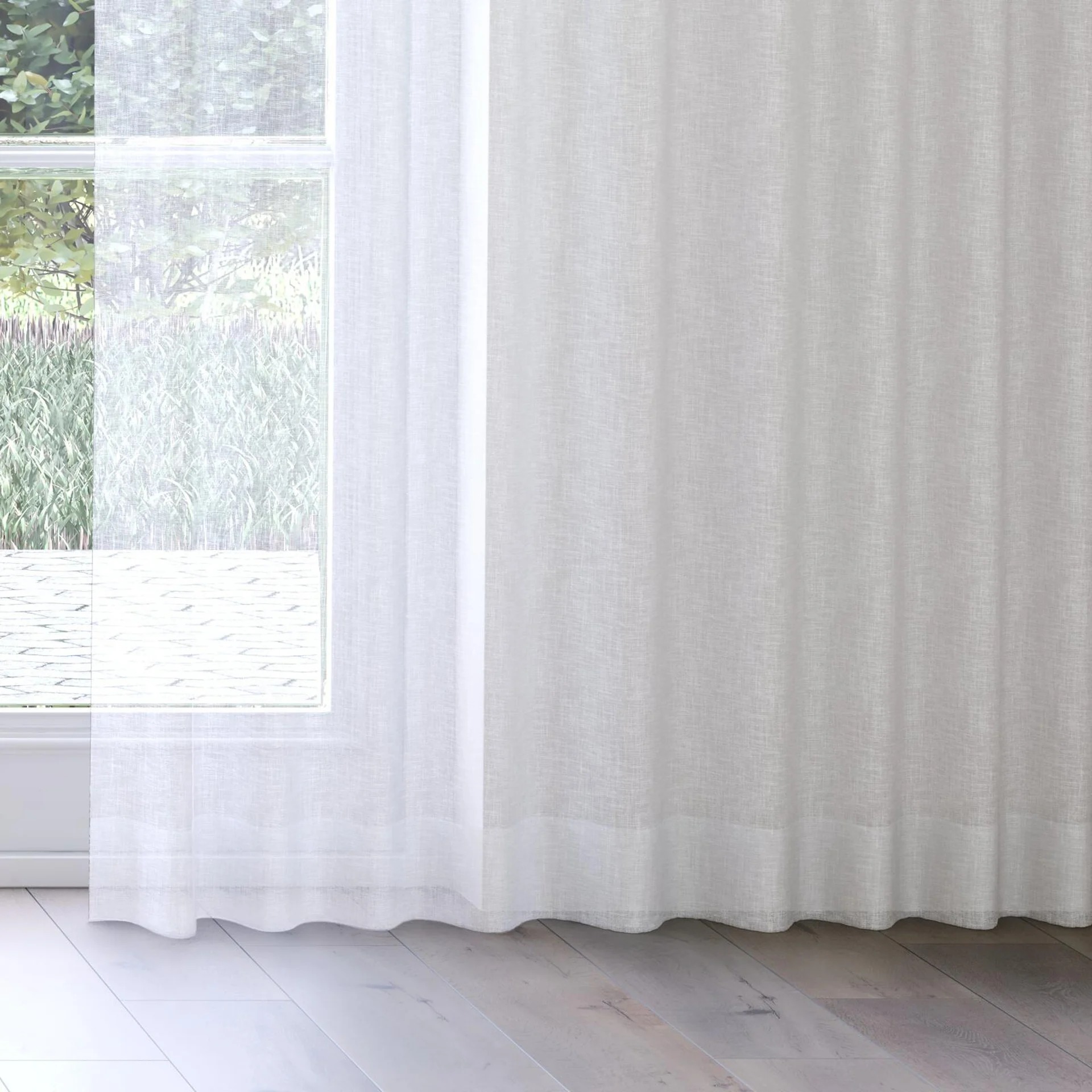 Bottom view of Natura Recycled Alabaster, on curtain rail