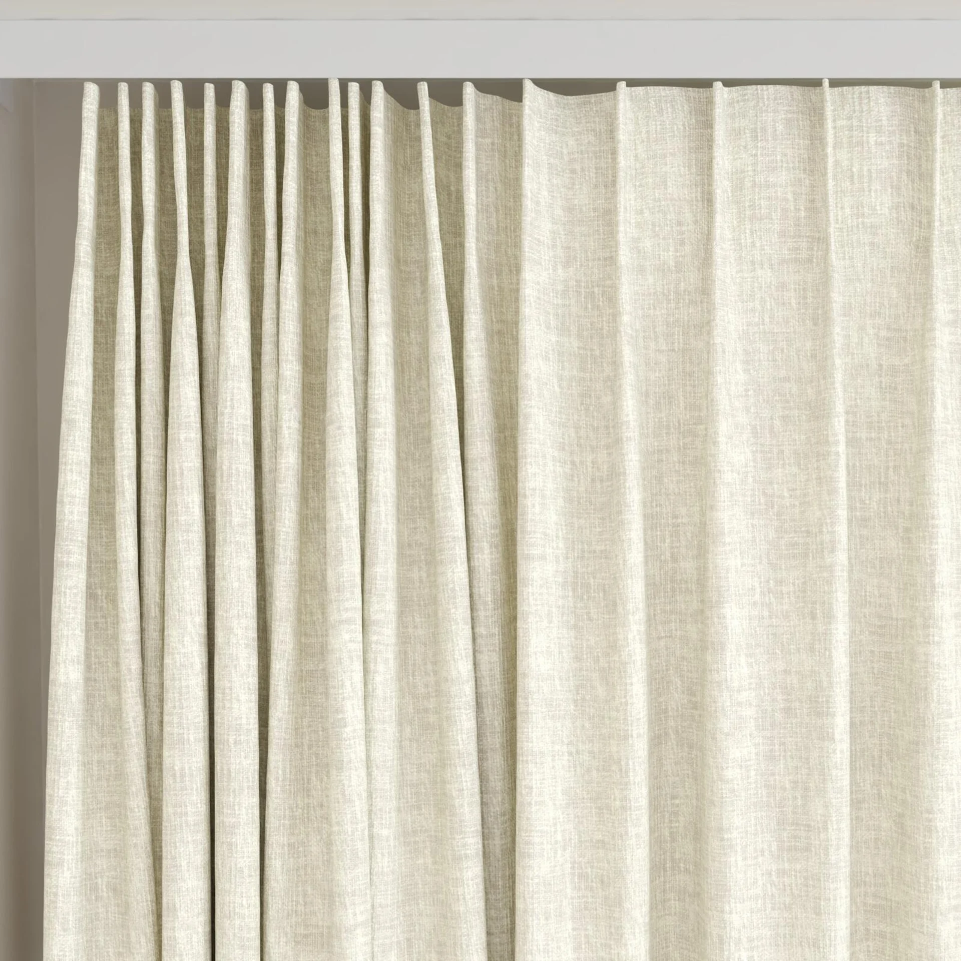 Top view of Earthwild Ivory, on curtain rail