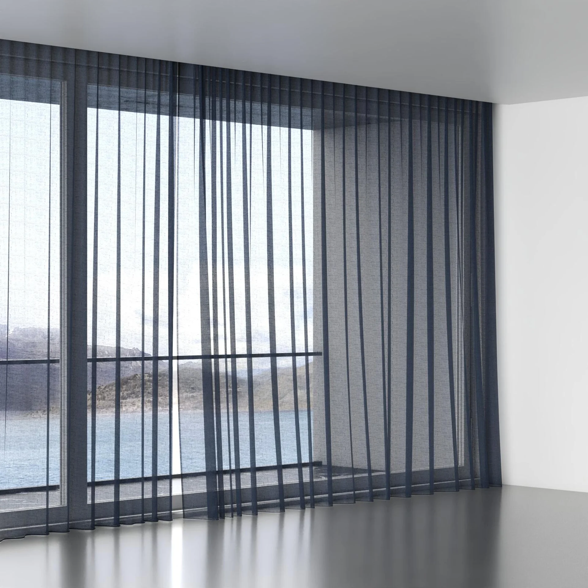 Full view of Graceful Navy, wave pleat