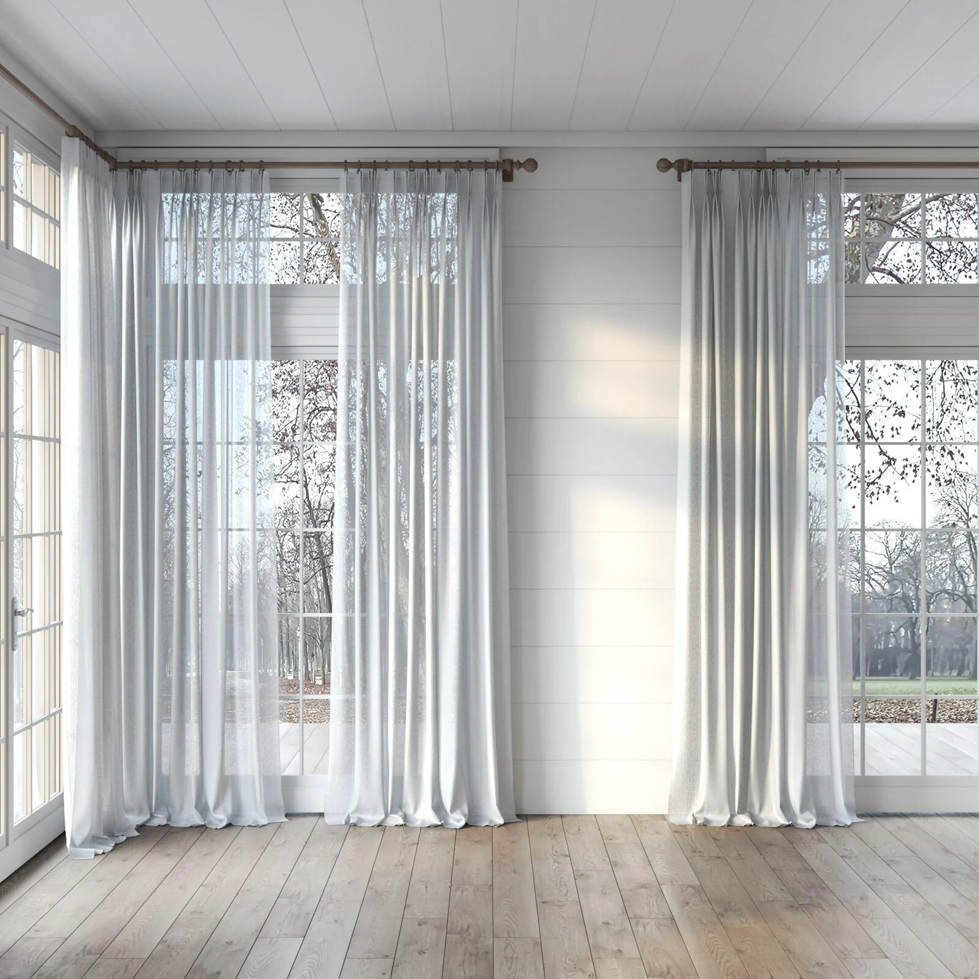 Full view of Kanso Stonewash Stone, puddled, on curtain rod