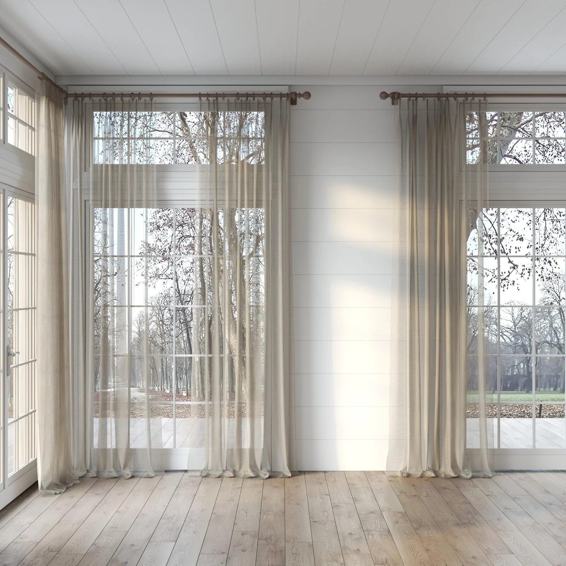 Full view of Radiant Canyon, puddled, on curtain rod