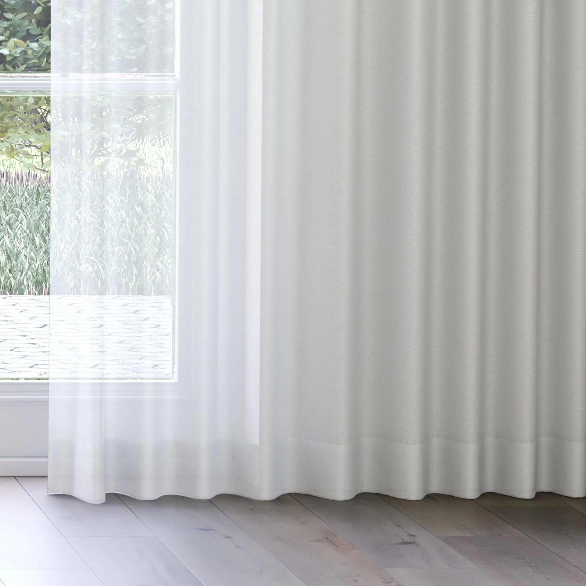 Bottom view of Alcova Haze, on curtain rail
