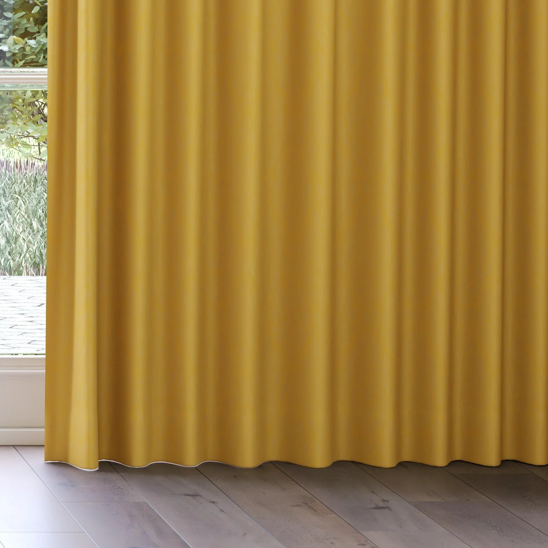 Bottom view of Jaborine Gold, on curtain rail