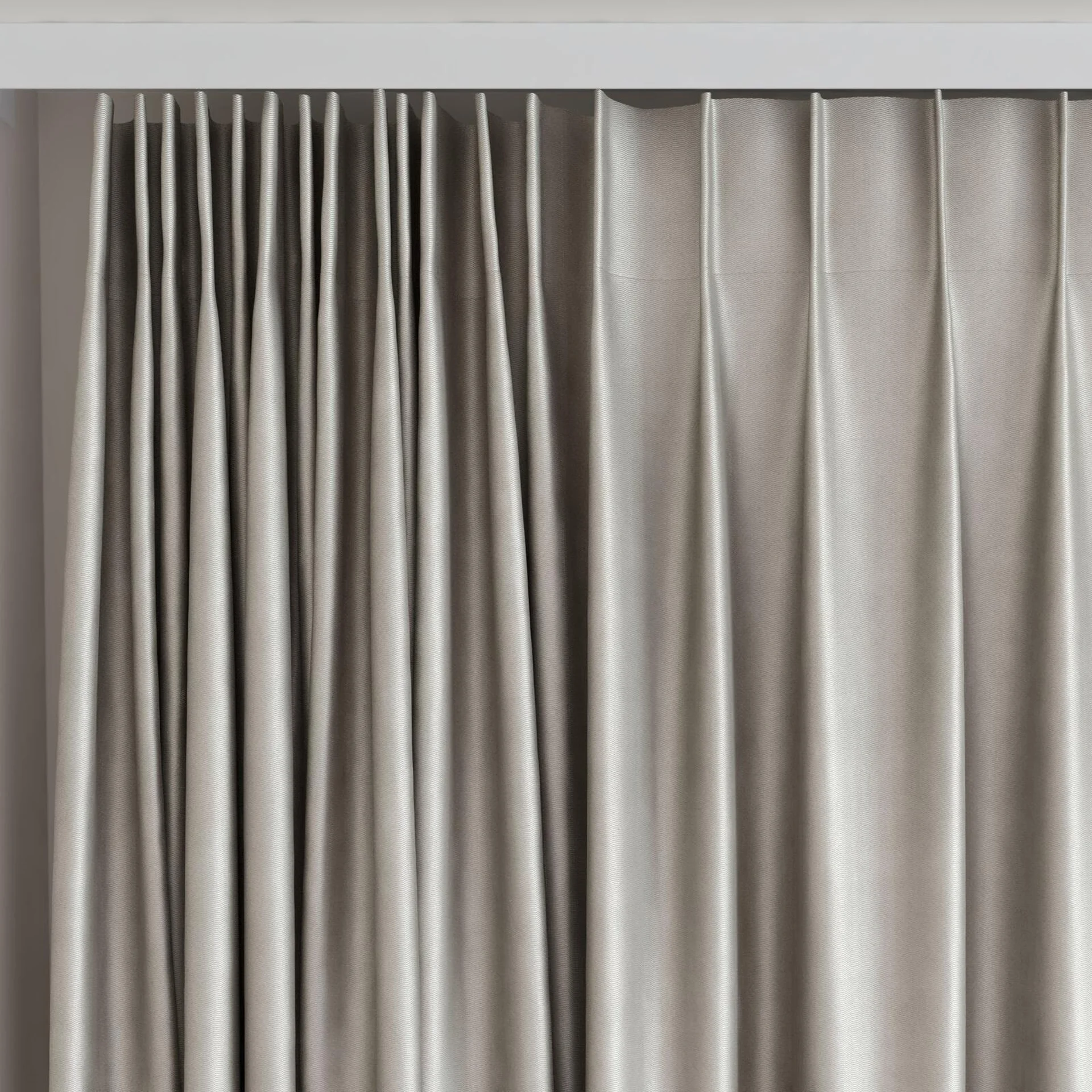 Top view of Glacial Silver, on curtain rail