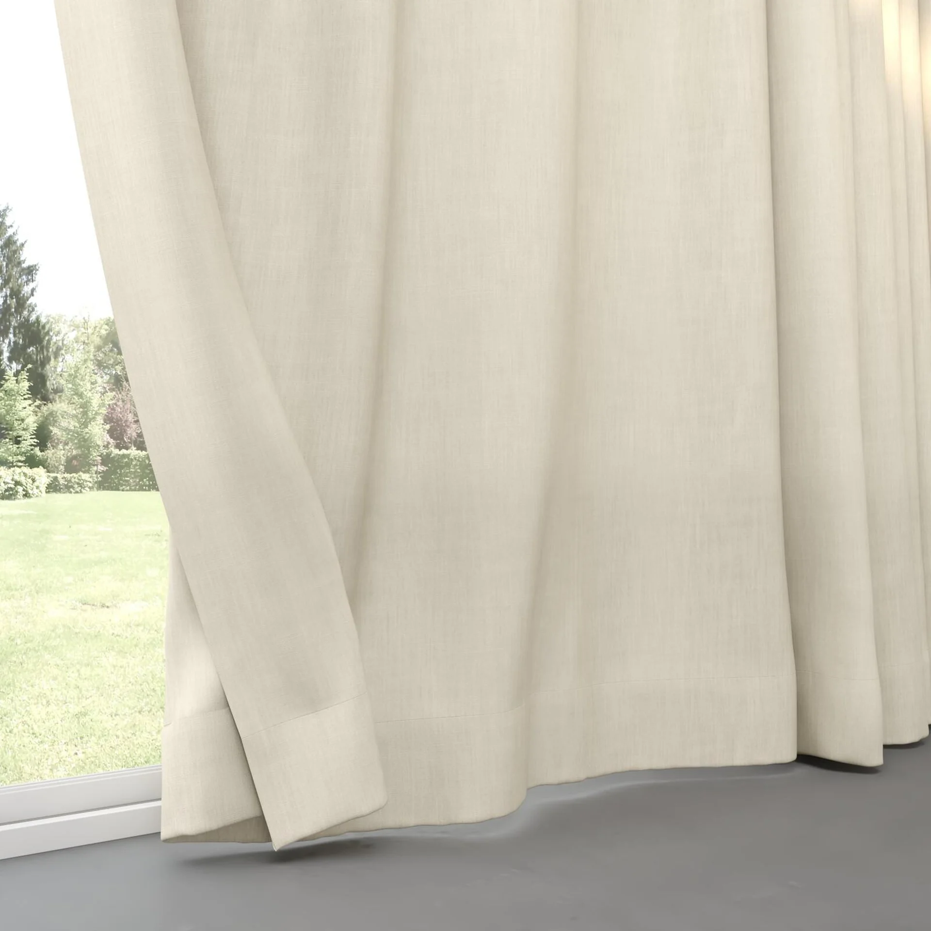 Bottom view of Lexicon Cream, pinch pleat