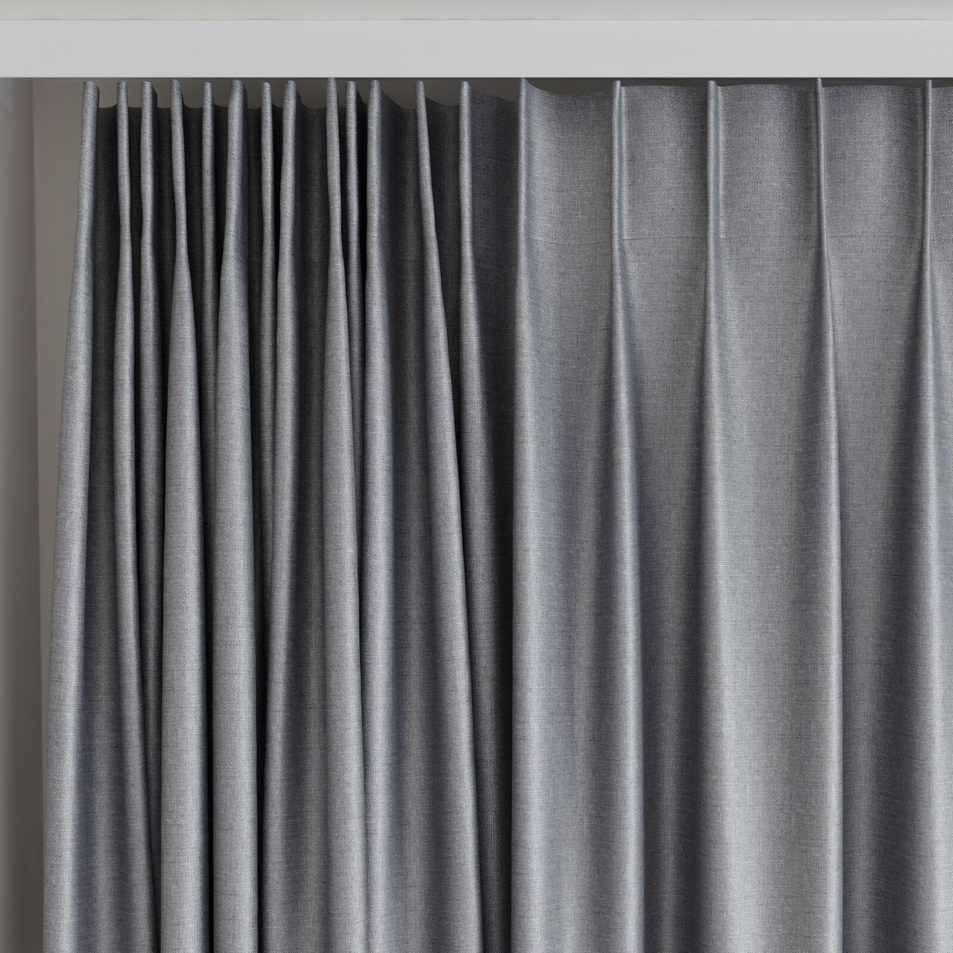 Top view of Stallion 2 Blackout Shadow, on curtain rail