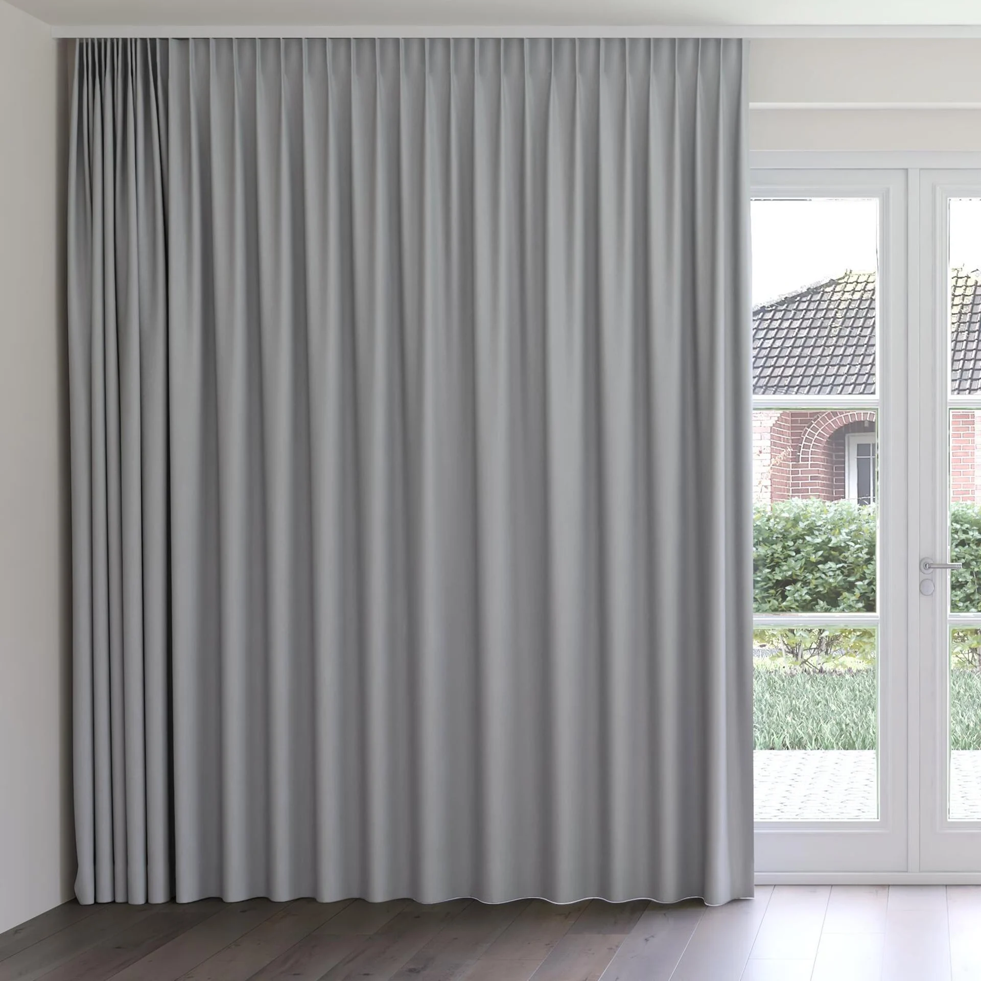 Front view of Luxo Gull, on curtain rail