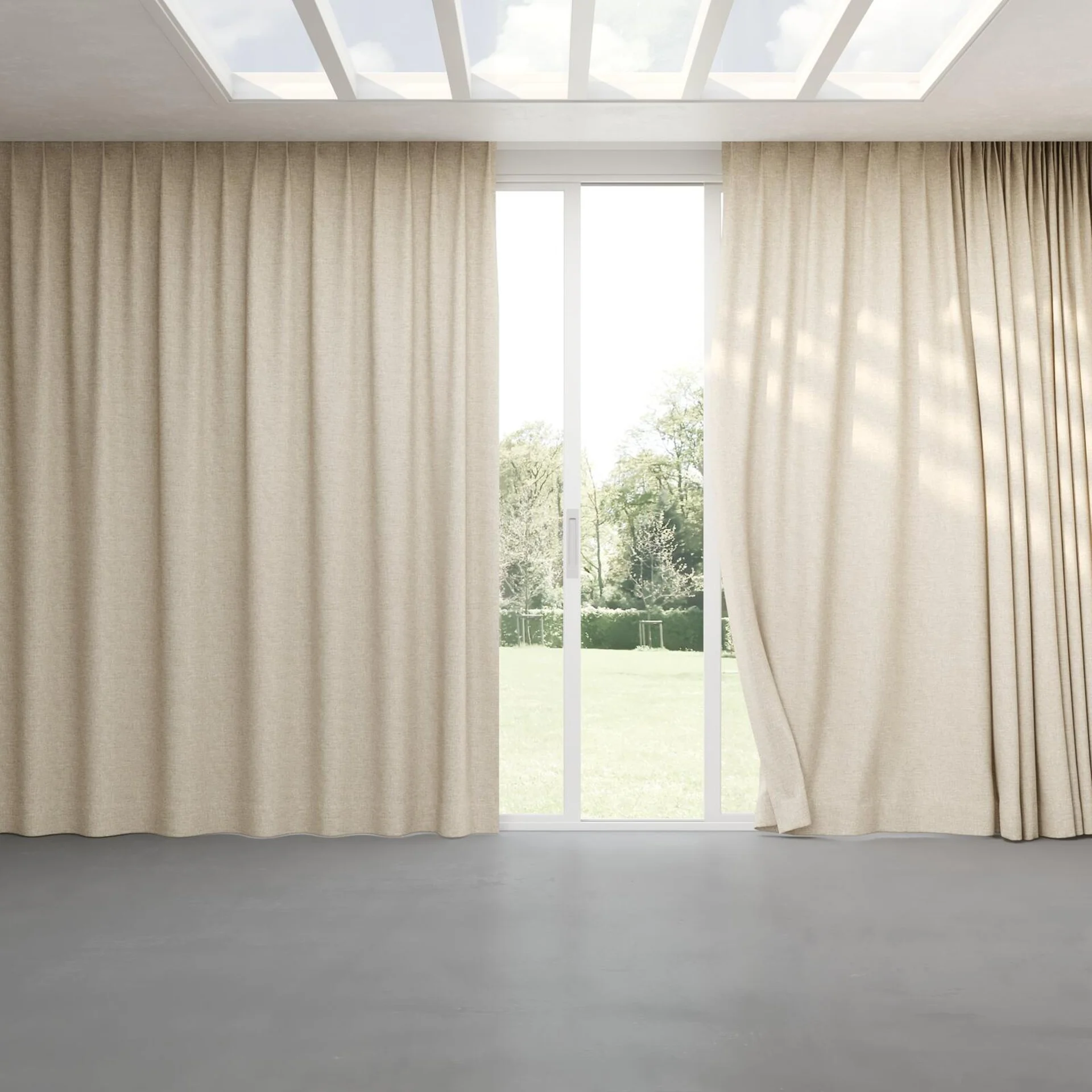 Full view of Dryland Nougat, pinch pleat
