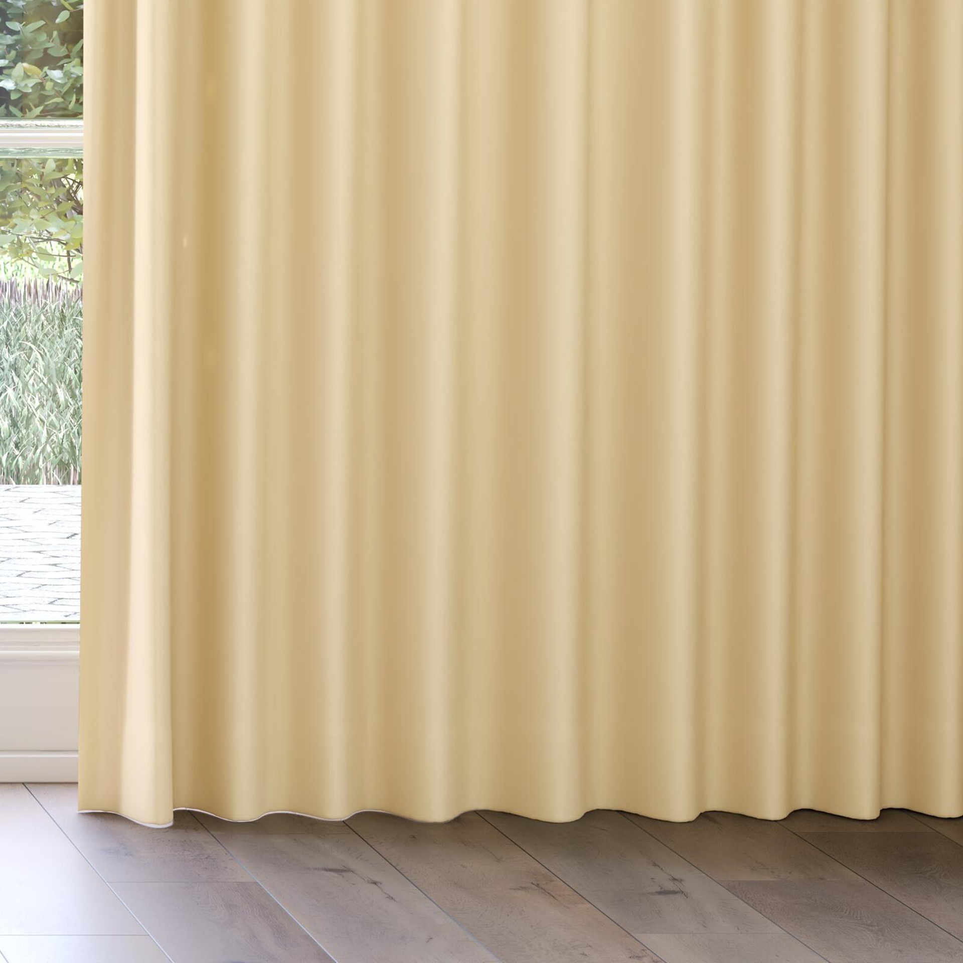 Bottom view of Ultra Dim Macaroon, on curtain rail