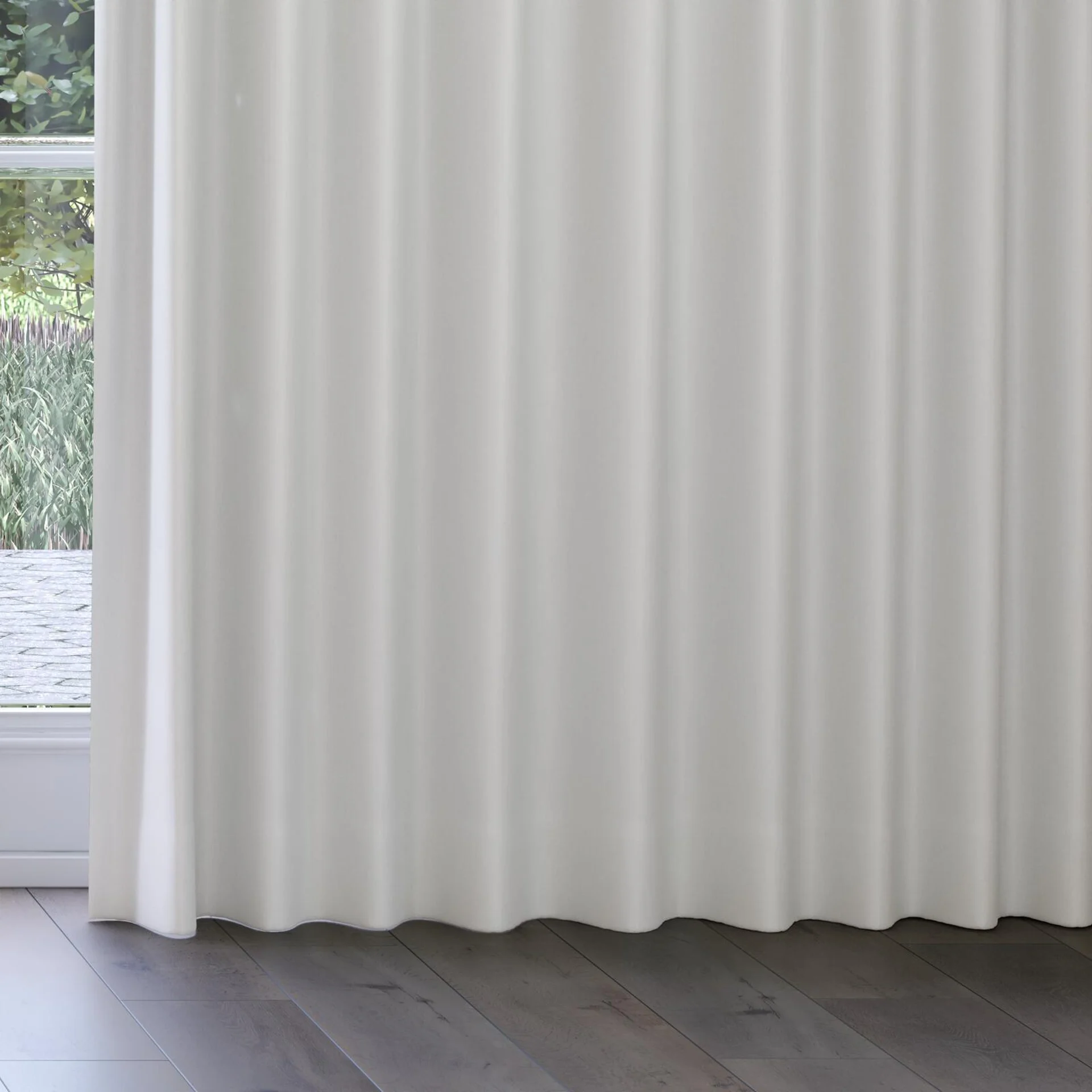 Bottom view of Kidglove Ivory, on curtain rail