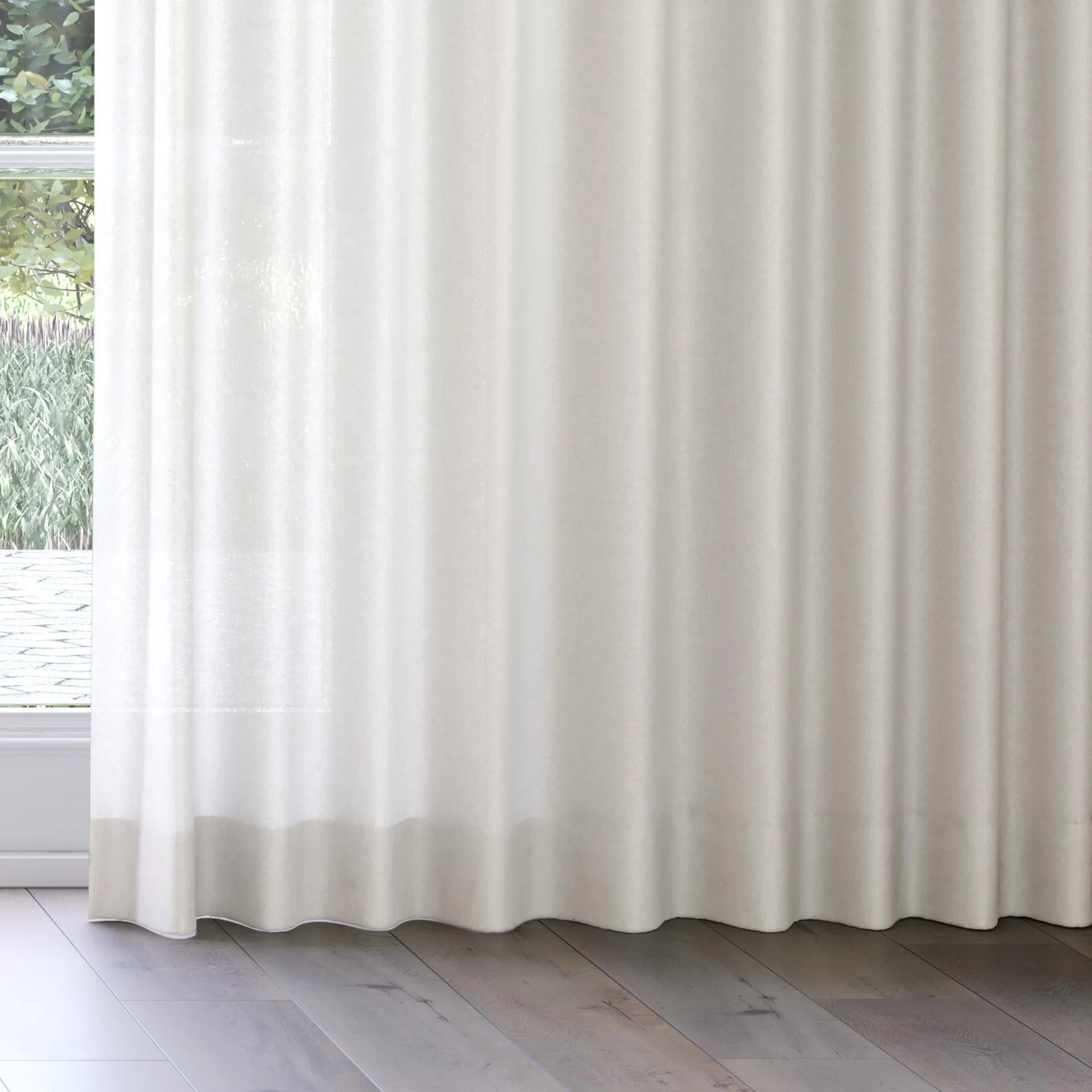 Bottom view of Pure Natural, on curtain rail
