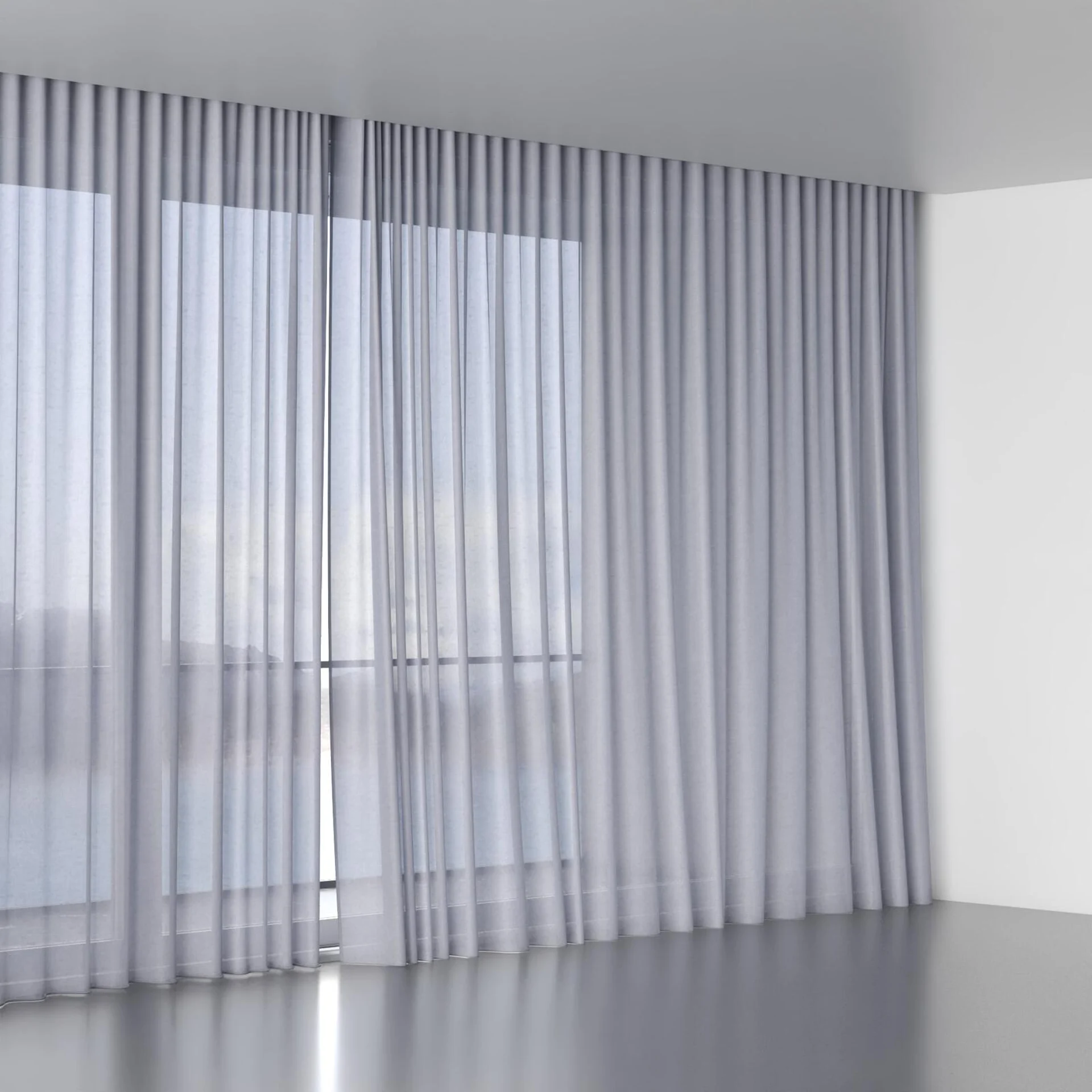 Full view of Flo II Silver, wave pleat