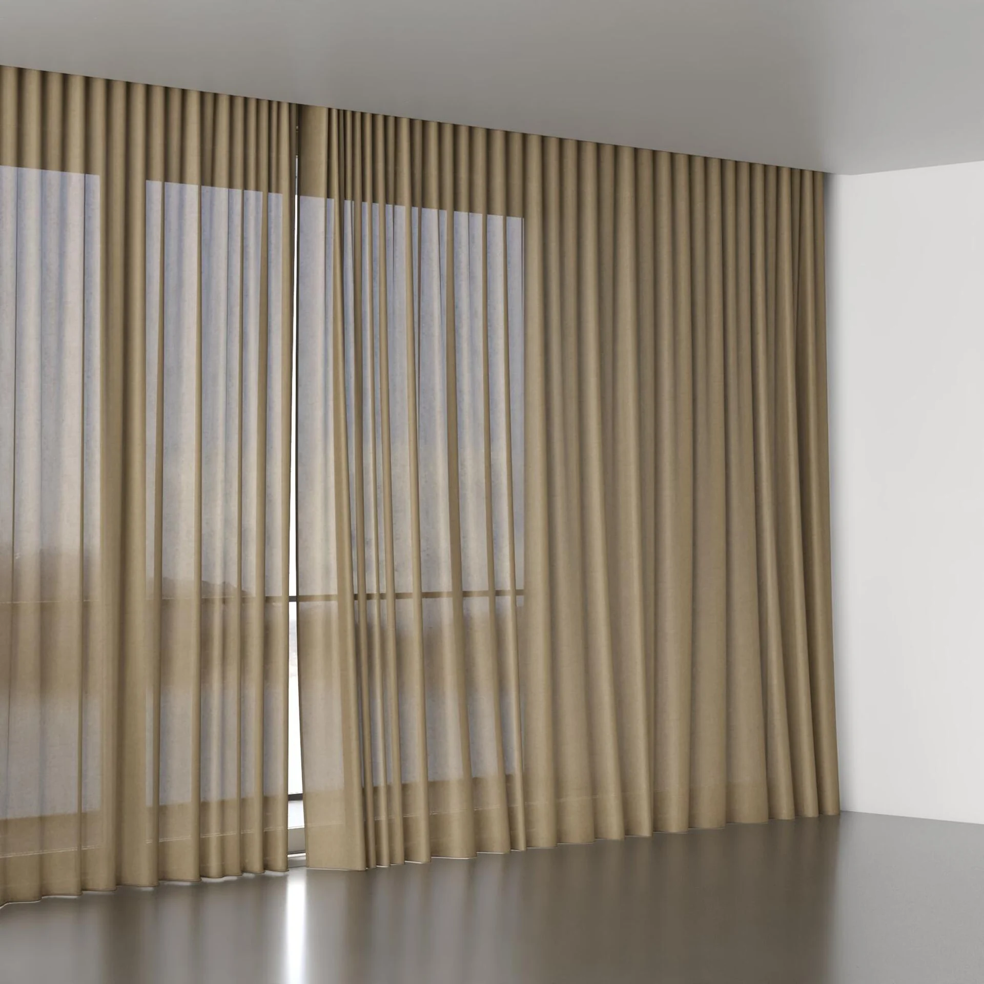Full view of Flo II Bronze, wave pleat