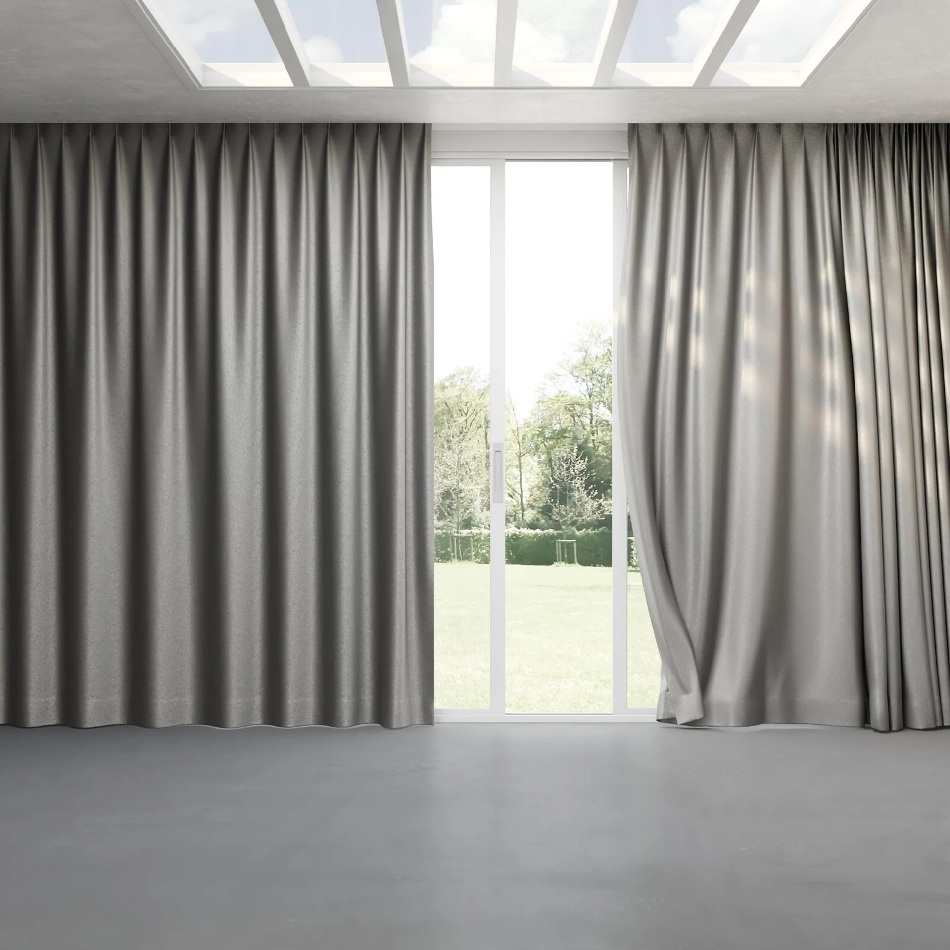 Full view of Recharge Dove, pinch pleat