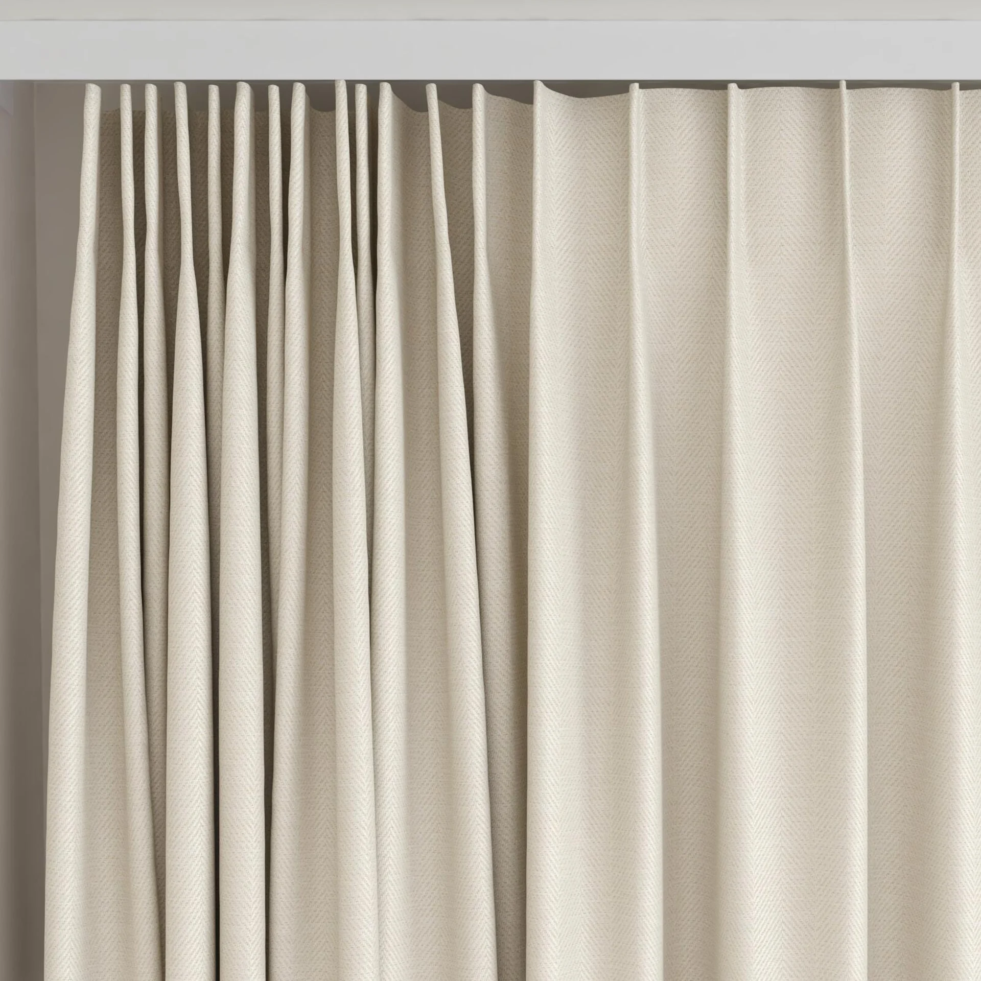 Top view of Trailblazer Cream, on curtain rail