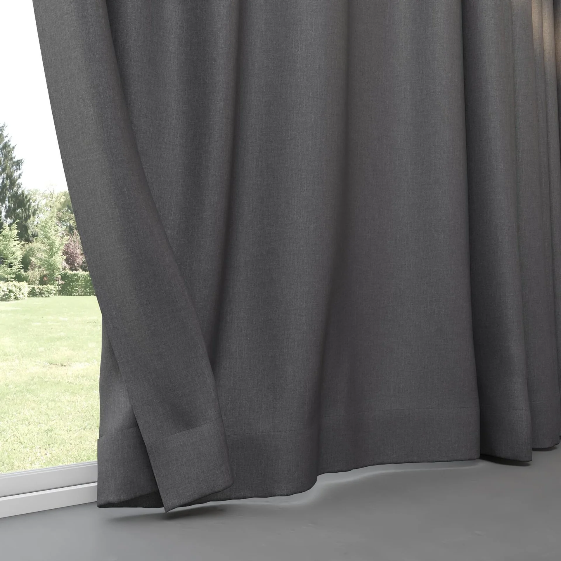 Bottom view of Cushy Pewter, pinch pleat
