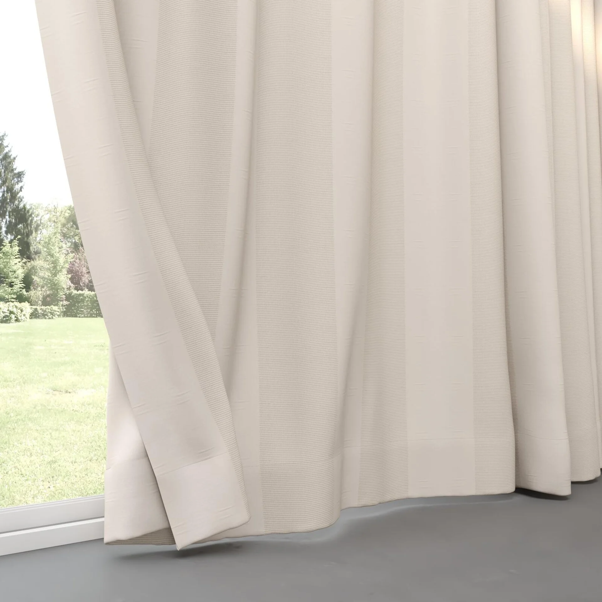 Bottom view of Borneo Uncoated Linen, pinch pleat