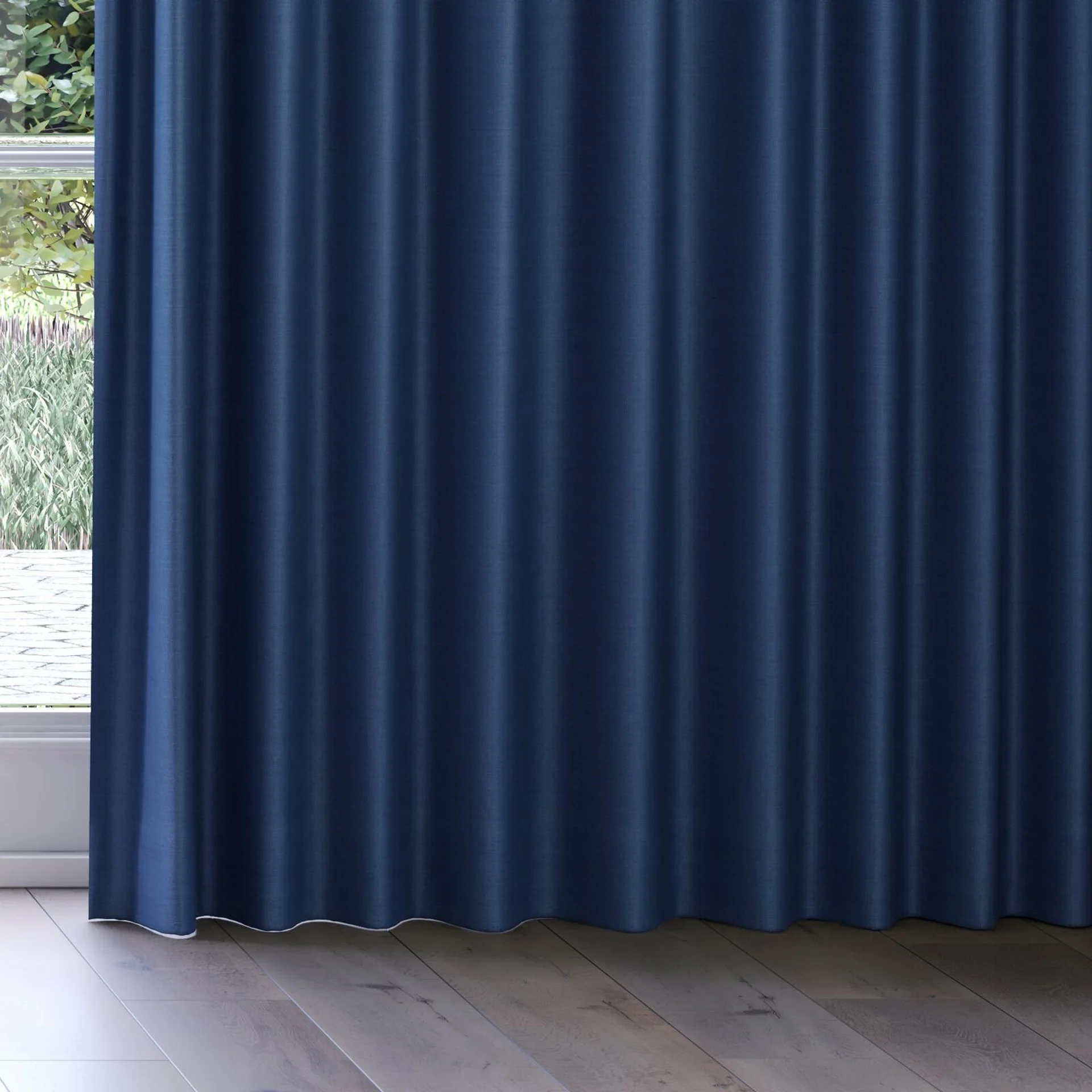 Bottom view of Linex Indigo, on curtain rail