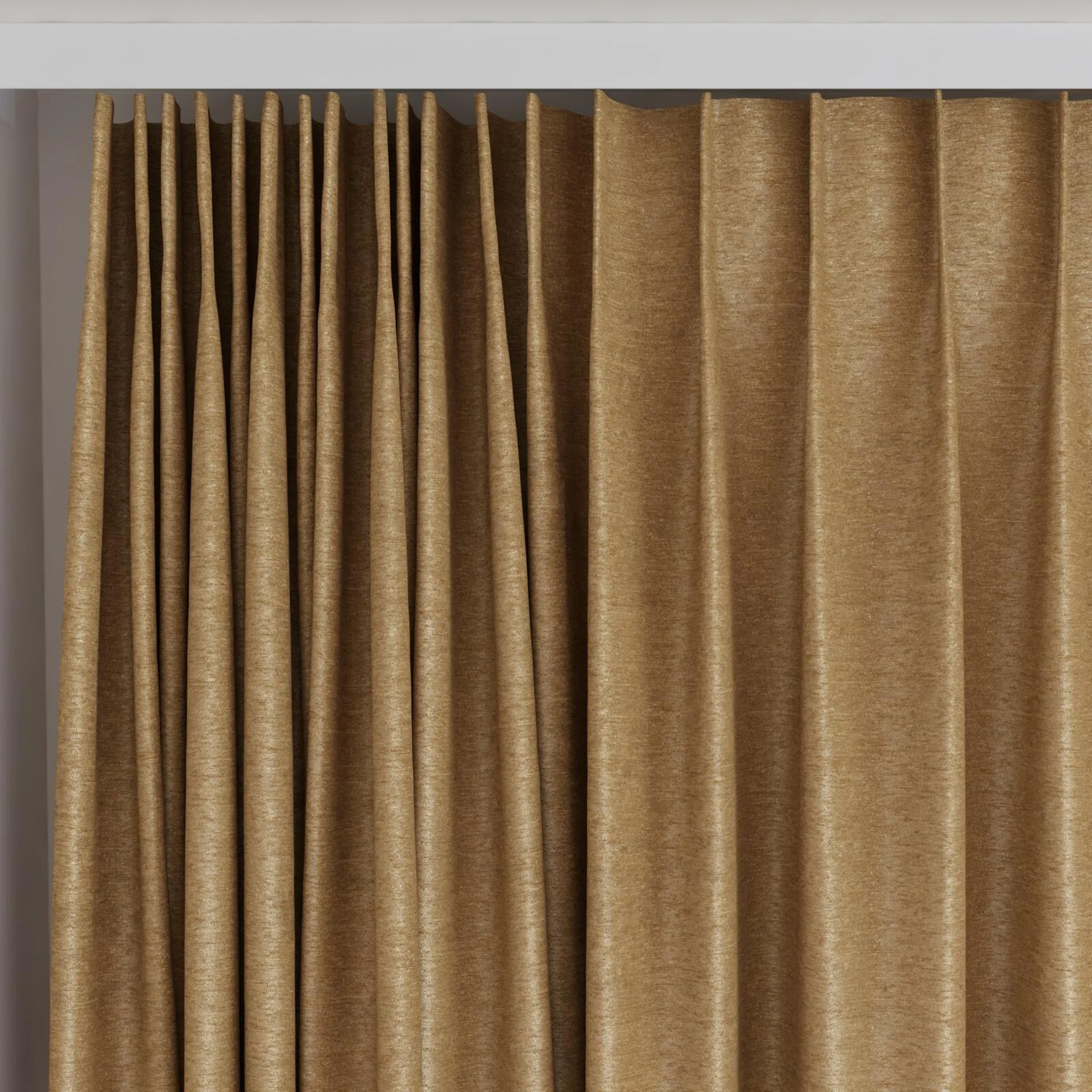 Top view of Lambada Brindle, on curtain rail