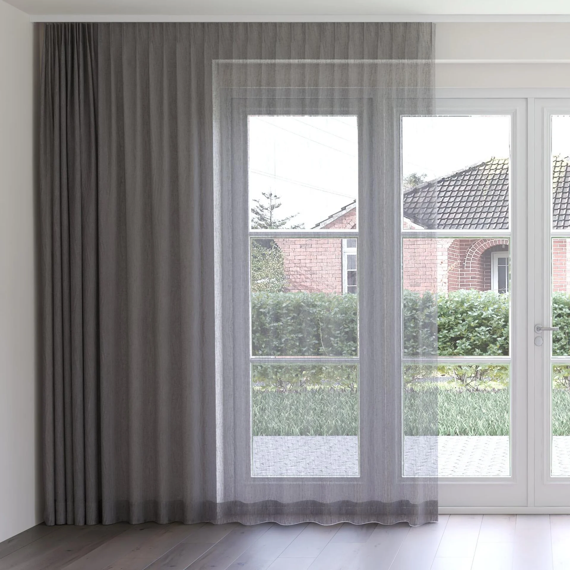 Front view of Sonata Carbon, on curtain rail