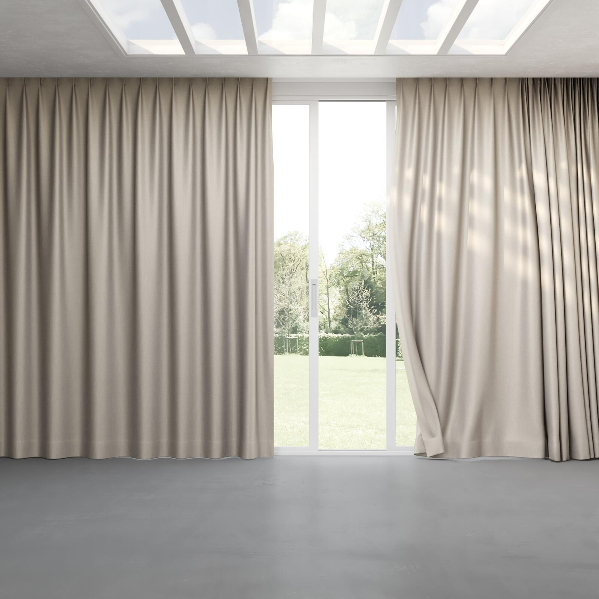 Full view of Matrix Linen, pinch pleat