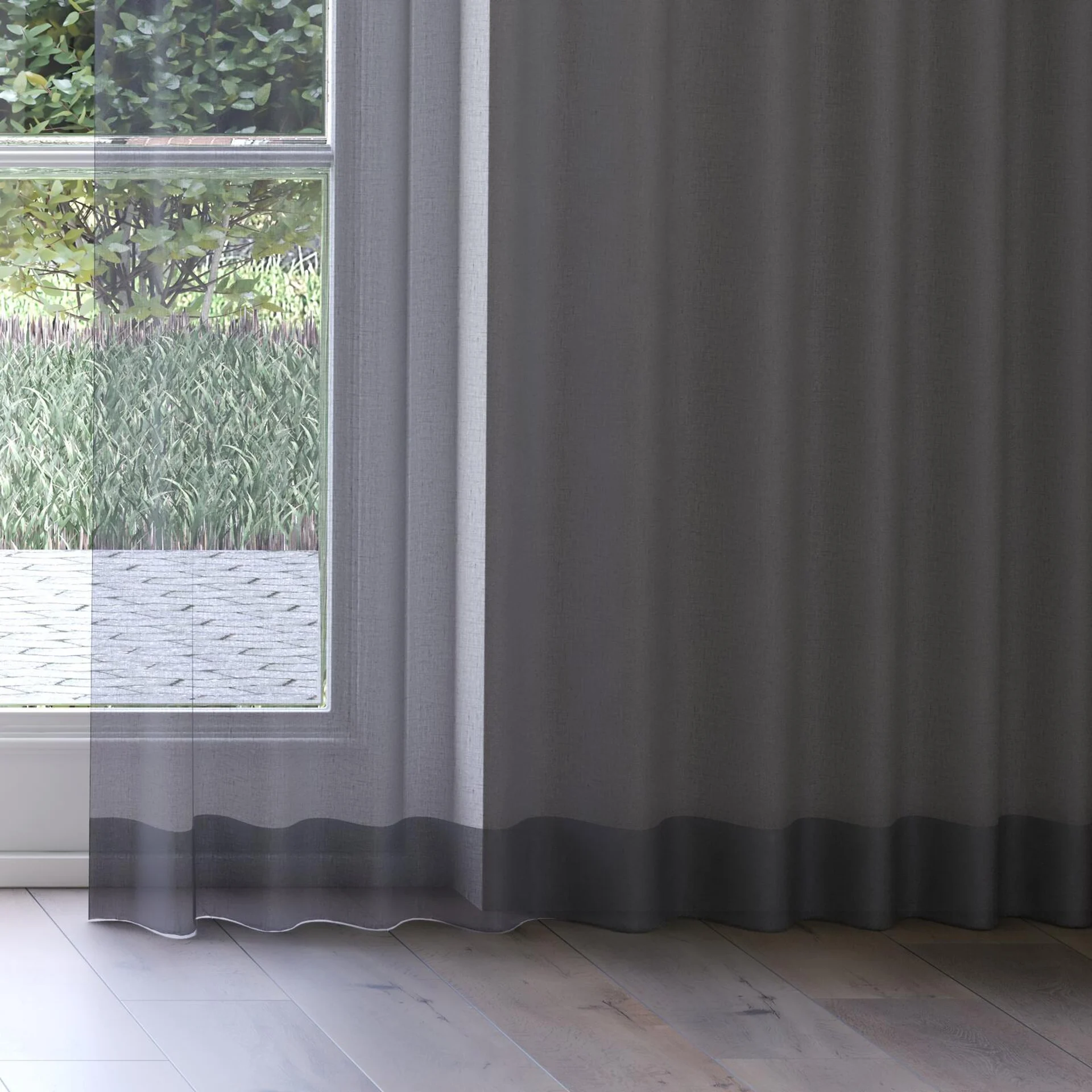 Bottom view of Cavalier Ink, on curtain rail