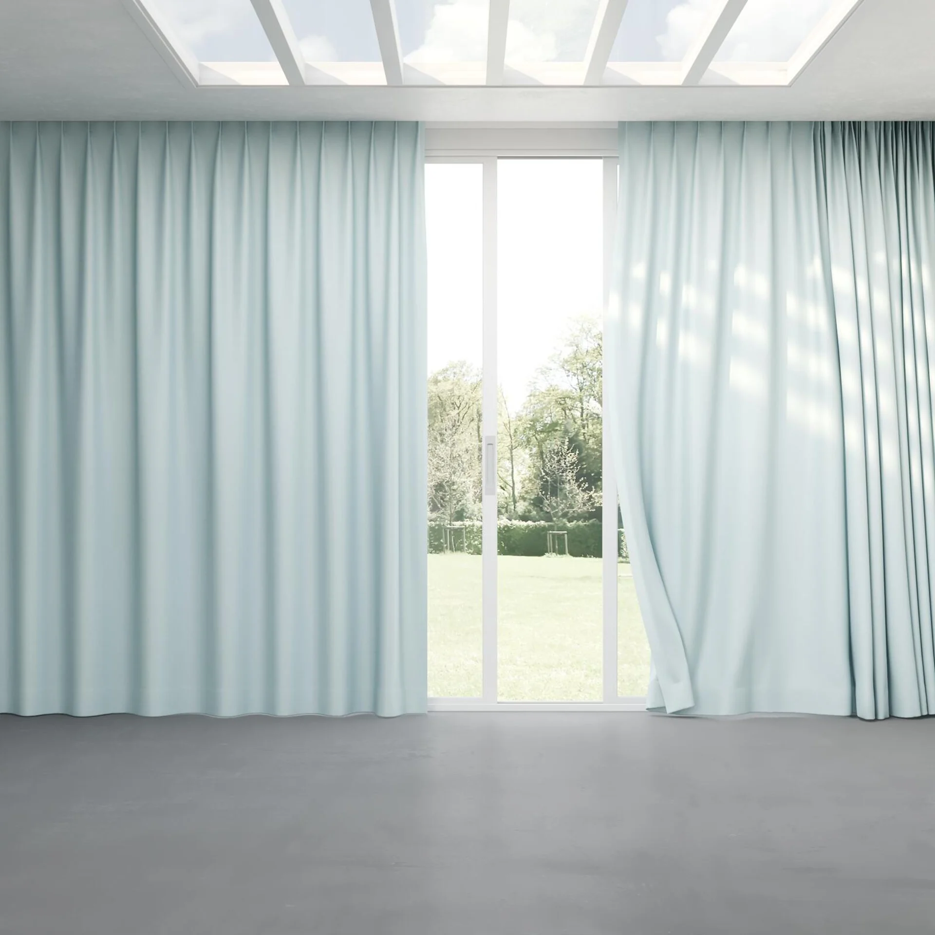 Full view of Re-Vive Aqua, pinch pleat